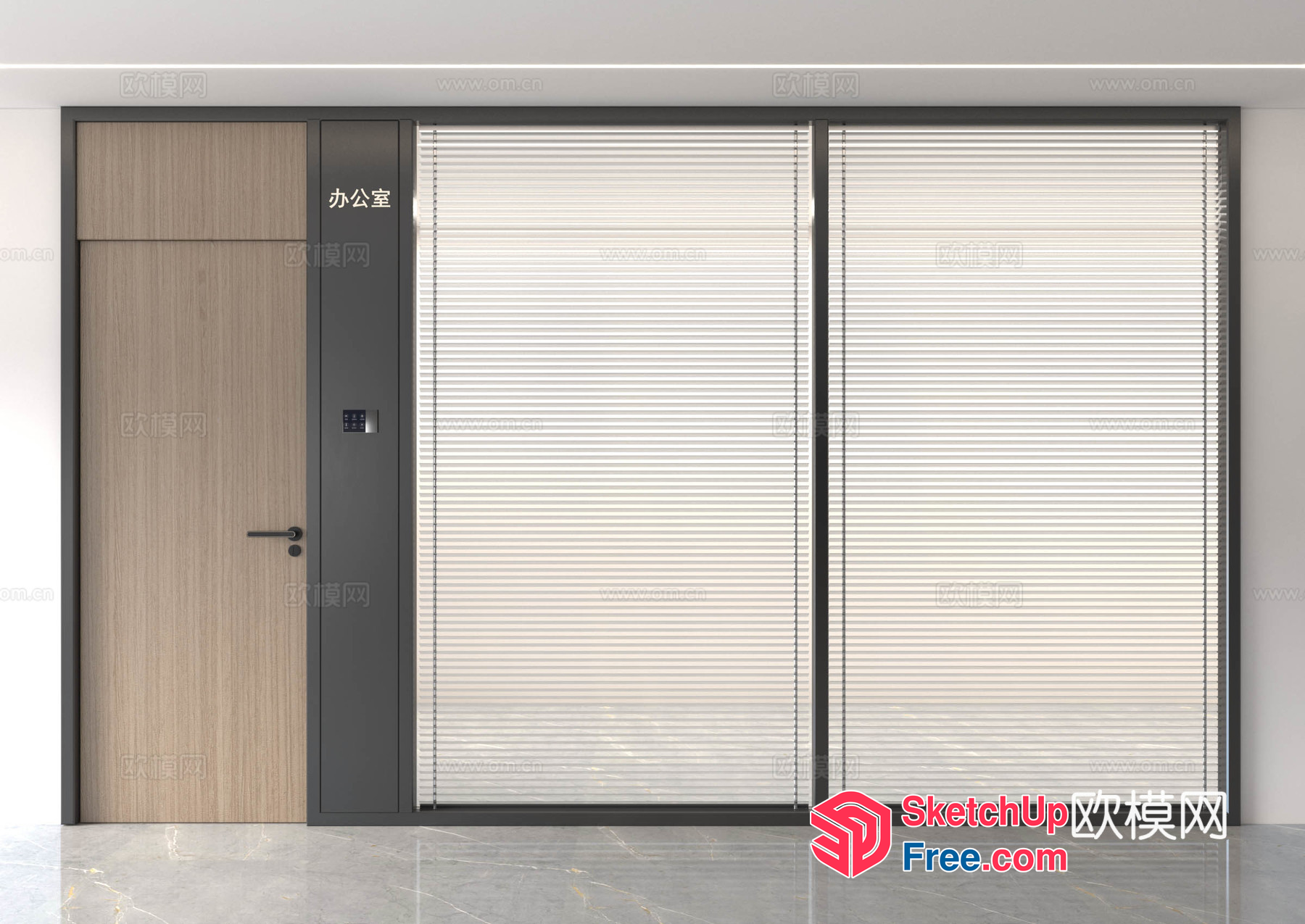 Modern Elevator And Doorway With Wood And Metal Accents 3D SketchUp File