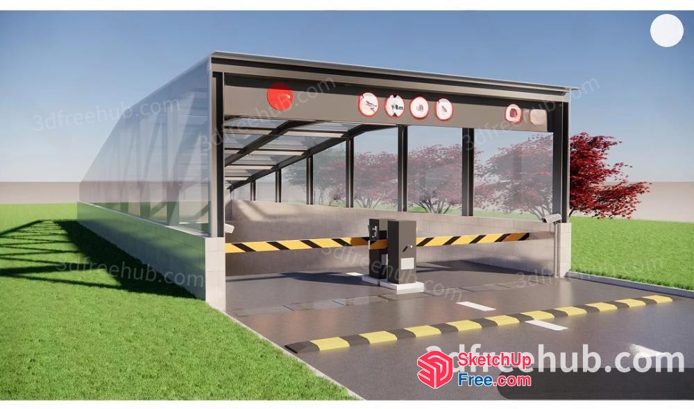 Modern Glass-Enclosed Gatehouse 3D SketchUp File