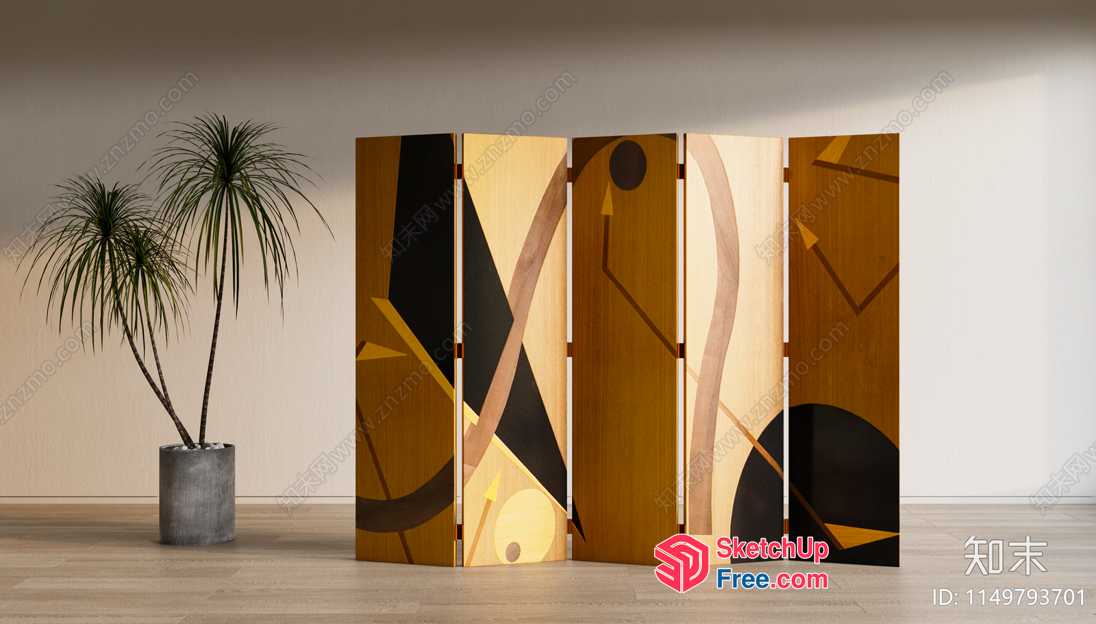 Artistic Partition Screen With Geometric Patterns 3D SketchUp File