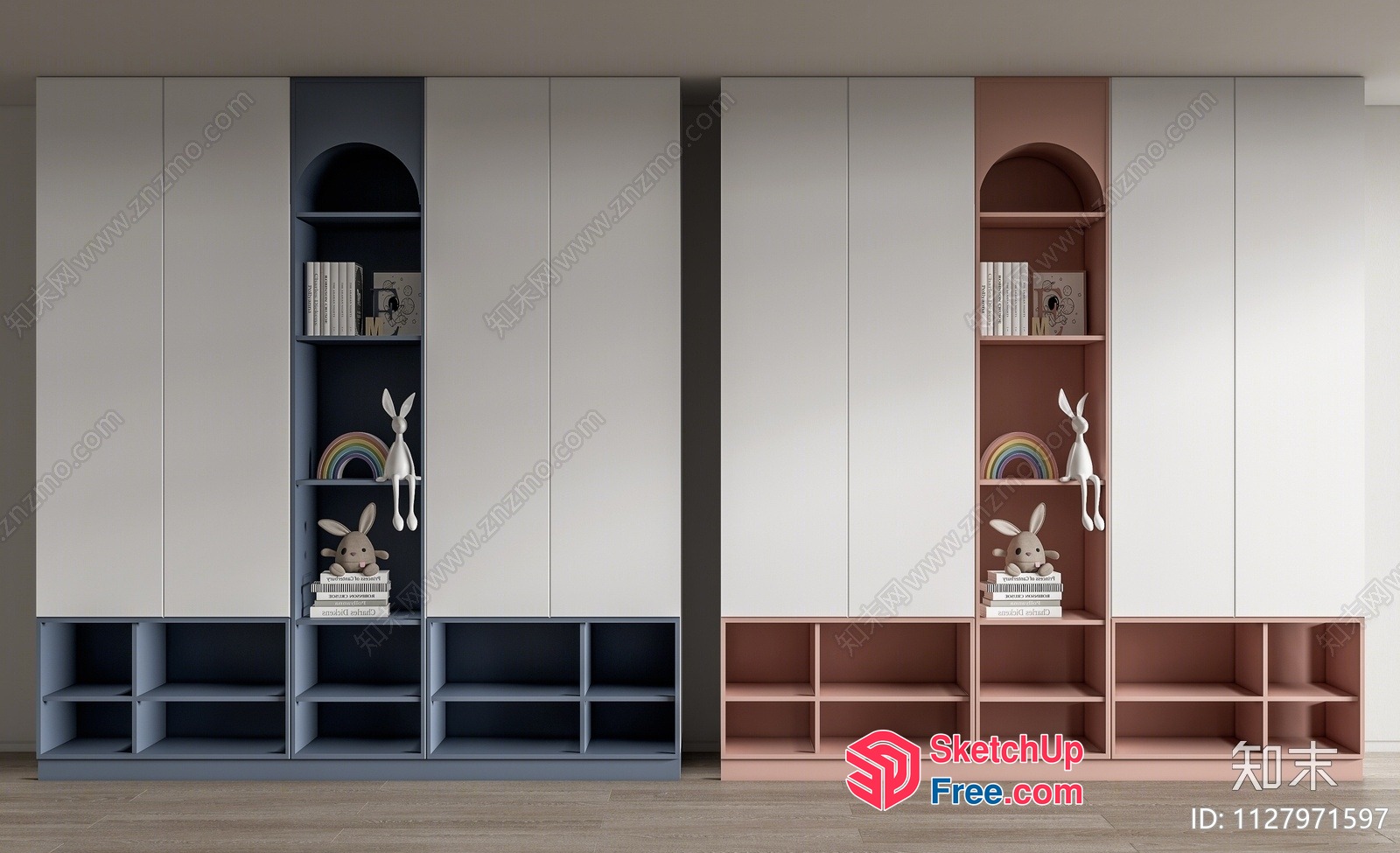 Modern Minimalist Bunny Decor Bookcase 3D SketchUp File