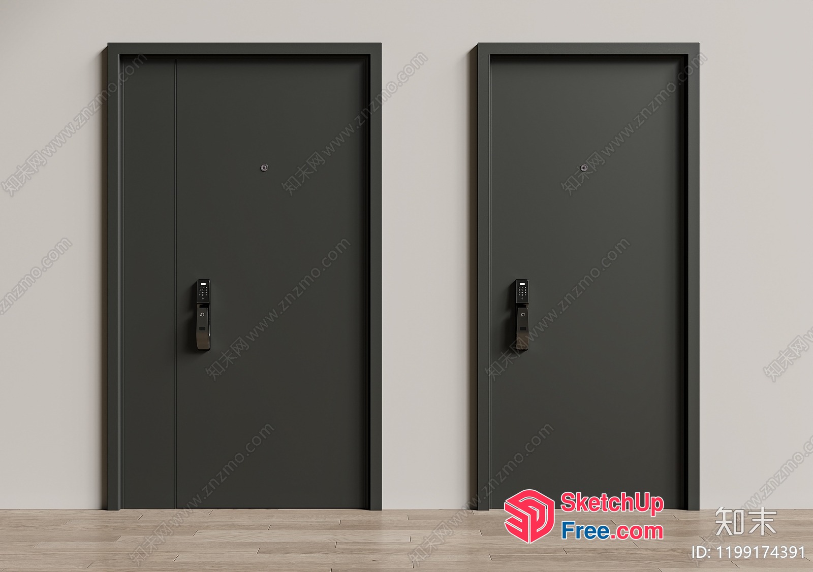 Two Elevator Doors With Keypads 3D SketchUp File