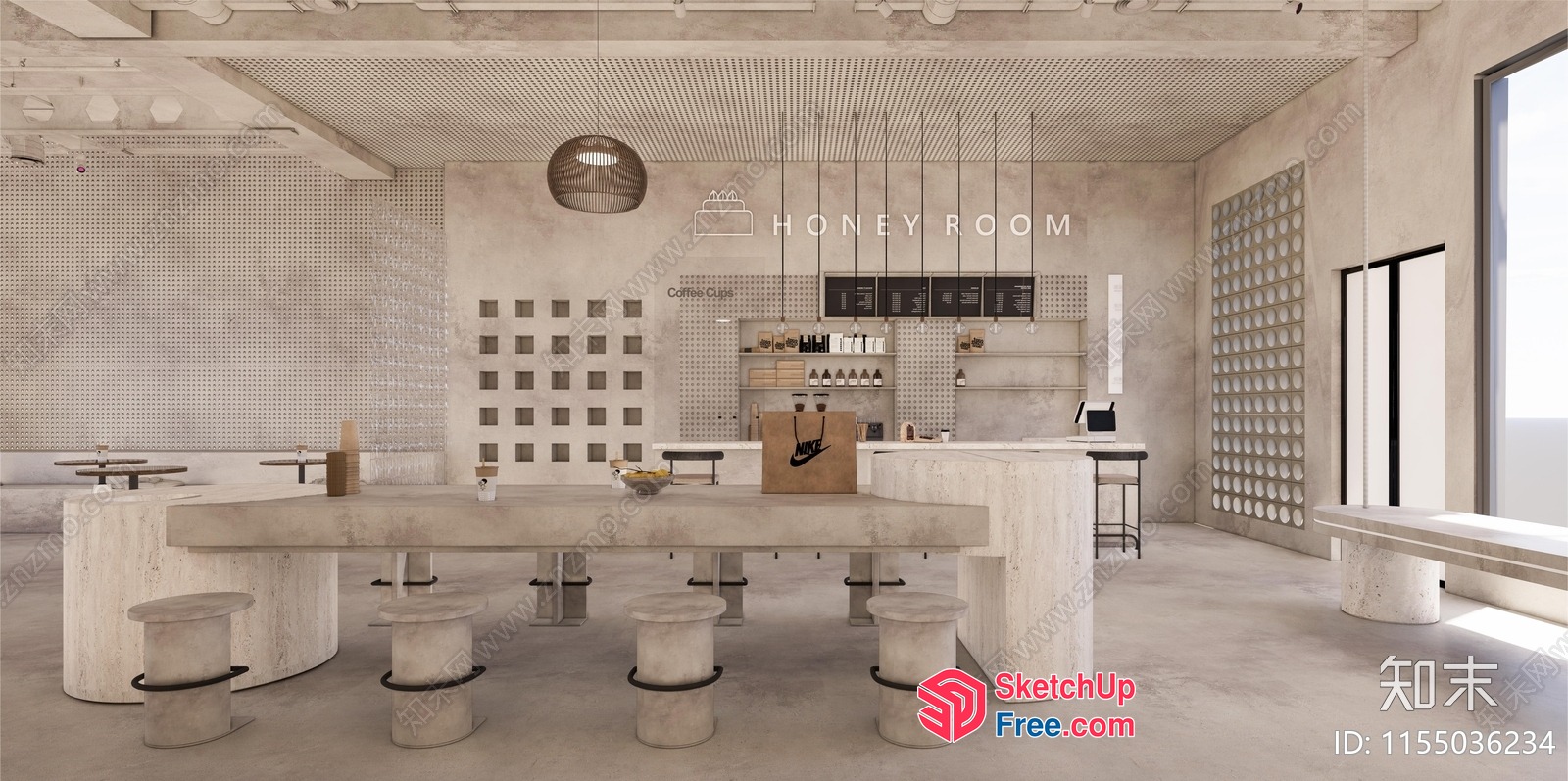 Modern Minimalist Cafe Interior Design 3D SketchUp File