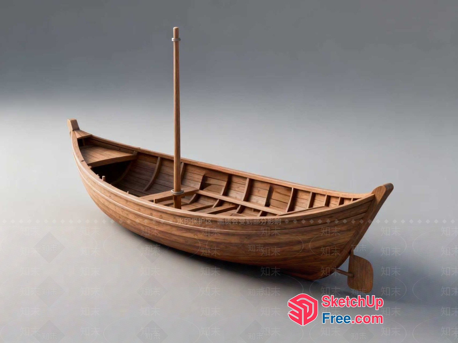 Traditional Wooden Boat Model 3D SketchUp File
