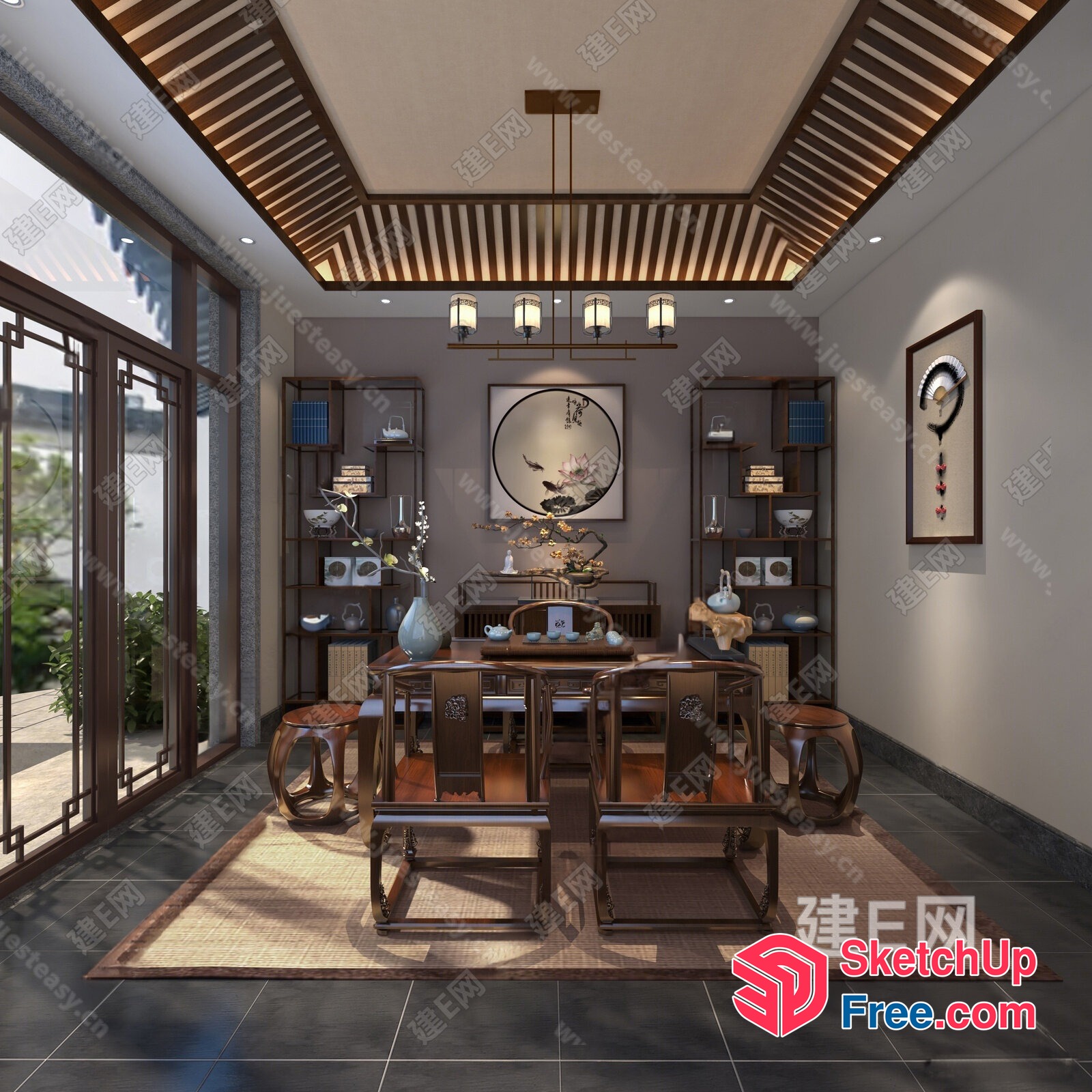 Traditional Chinese Dining Room With Elegant Decor 3D SketchUp File