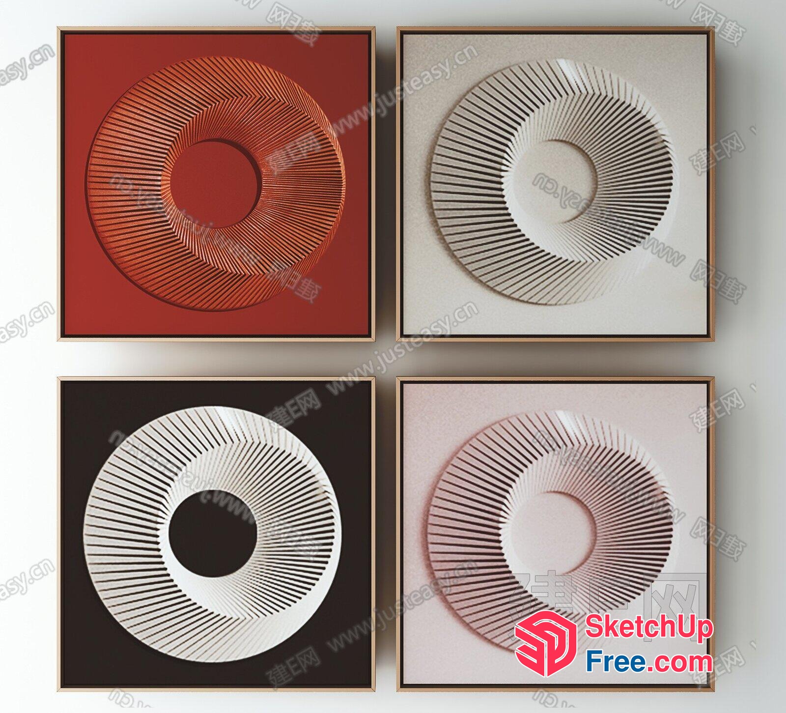 Modern Artistic Wall Decor With Circular Patterns 3D SketchUp File