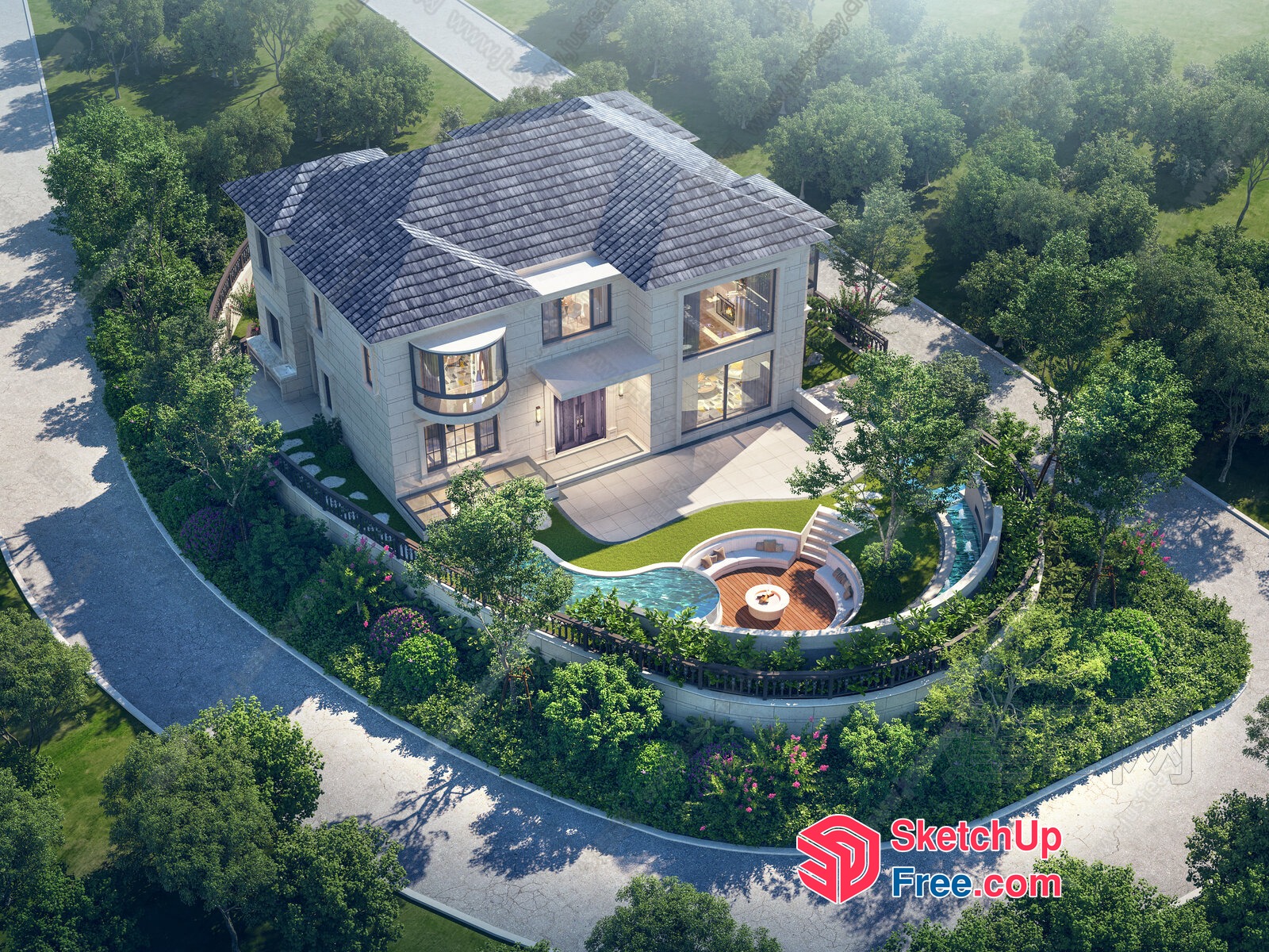 Luxurious Villa With Pool And Patio 3D SketchUp File