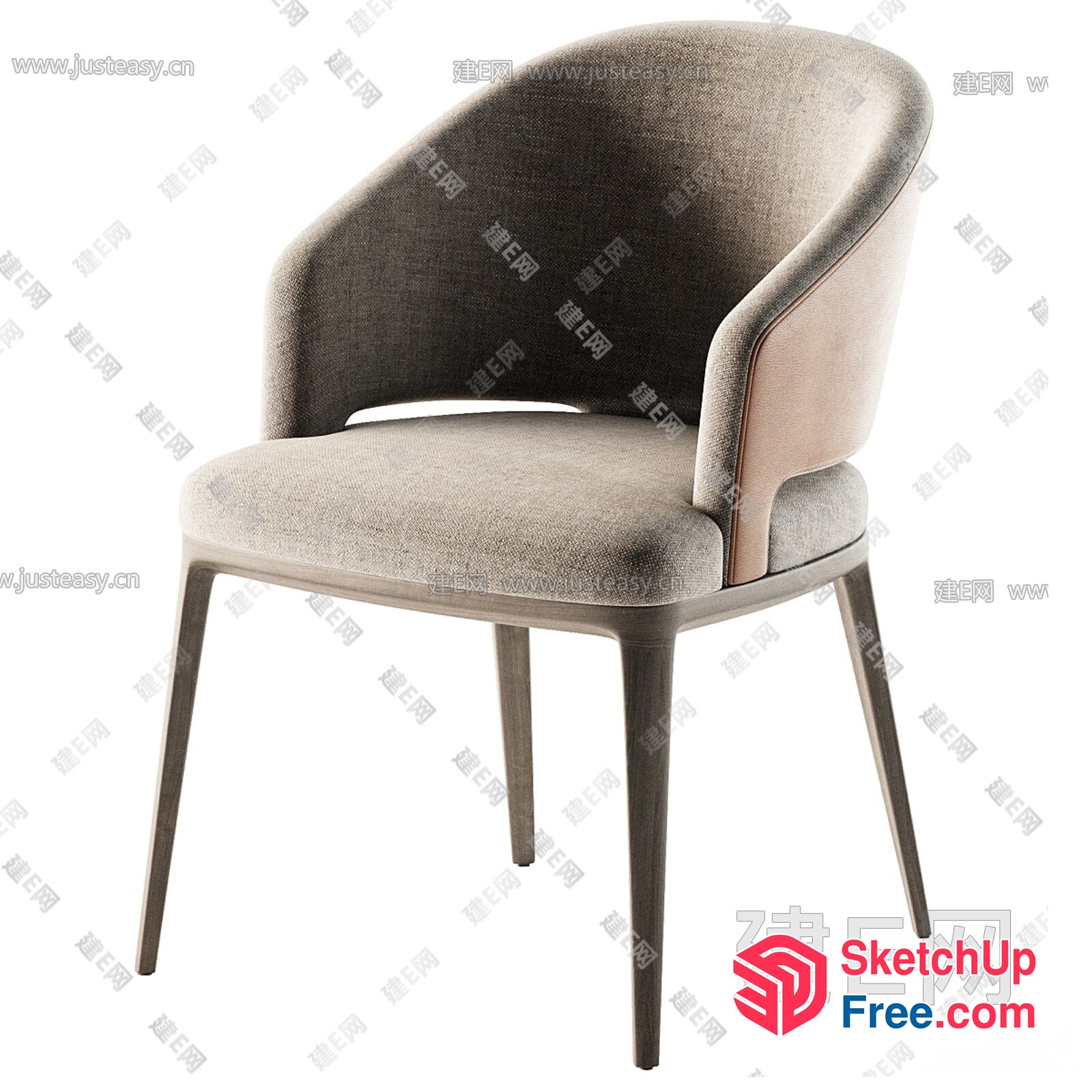Stylish Modern Grey Upholstered Accent Chair 3D SketchUp File