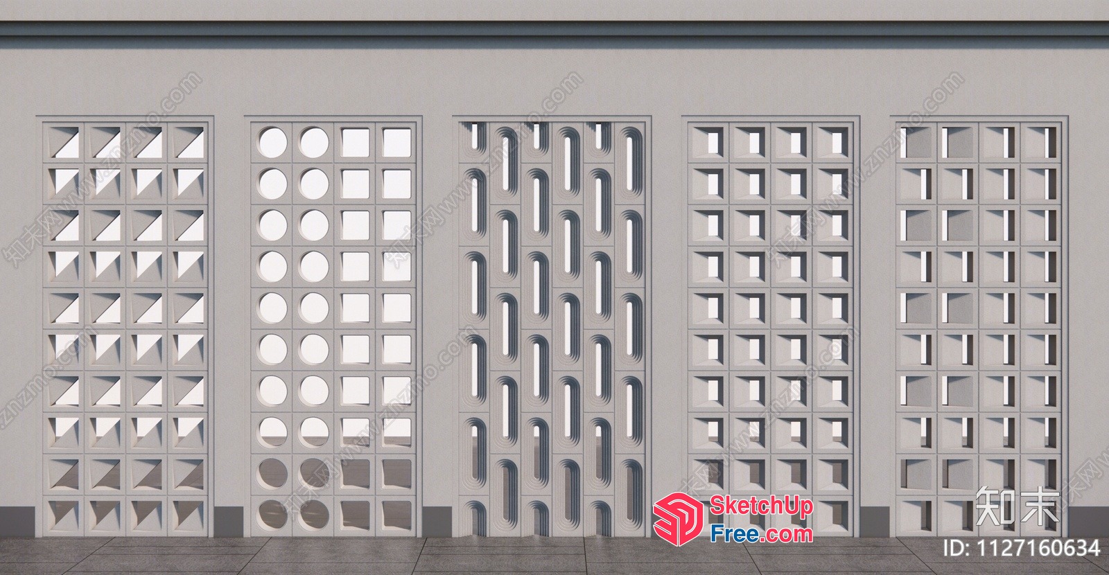Geometric Patterns On Wall Panels 3D SketchUp File