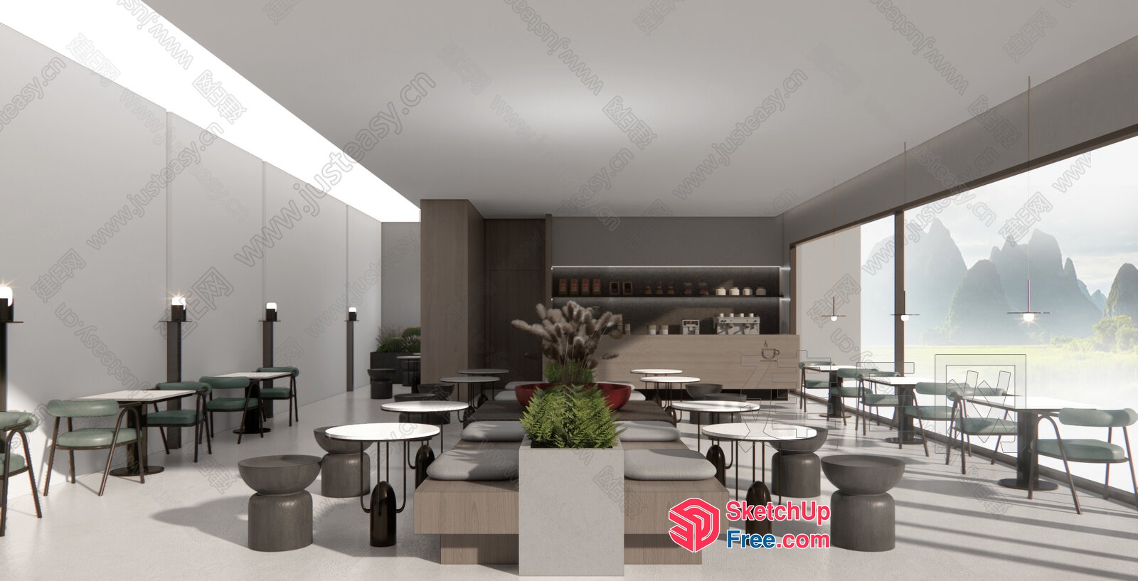 Modern Minimalist Dining Area With Natural Light 3D SketchUp File