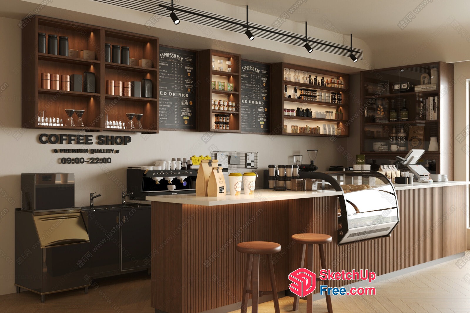 Coffee Shop Interior With Modern And Cozy Decor 3D SketchUp File