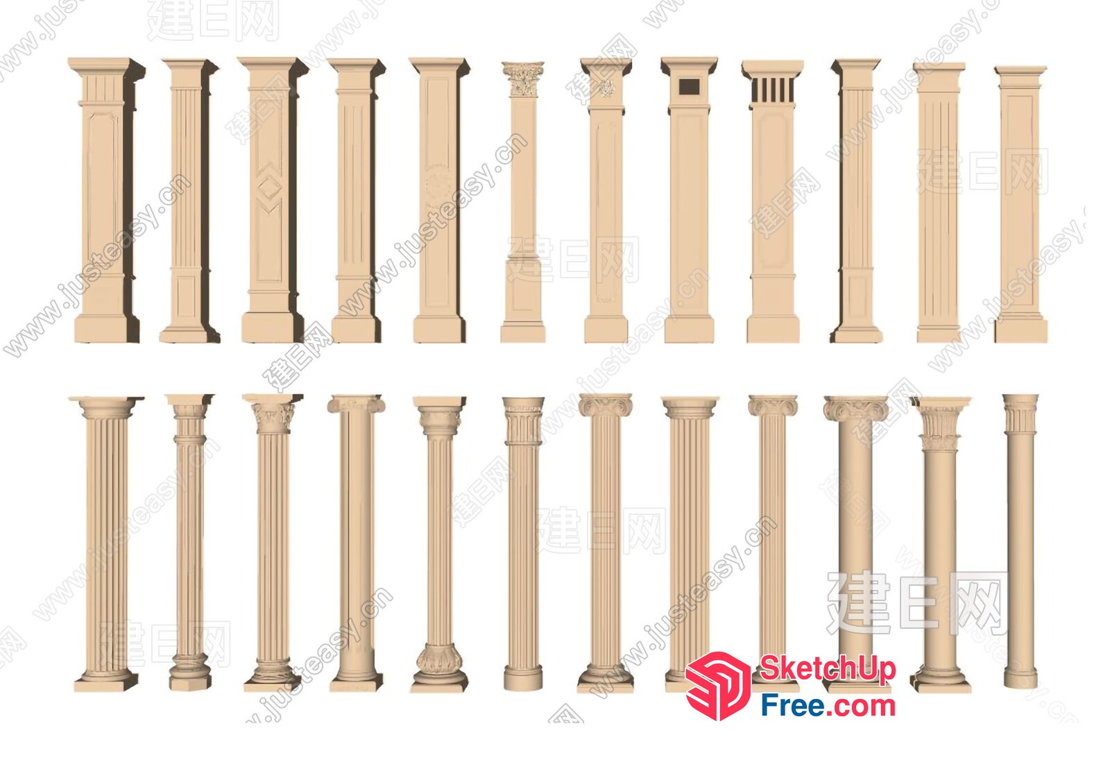 Pillars In Various Styles And Designs 3D SketchUp File