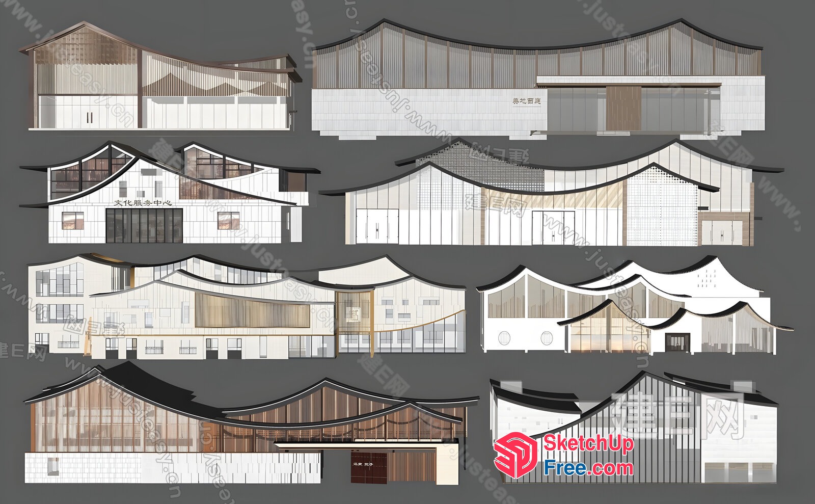 Architectural Building Facade Design Showcase 3D SketchUp File