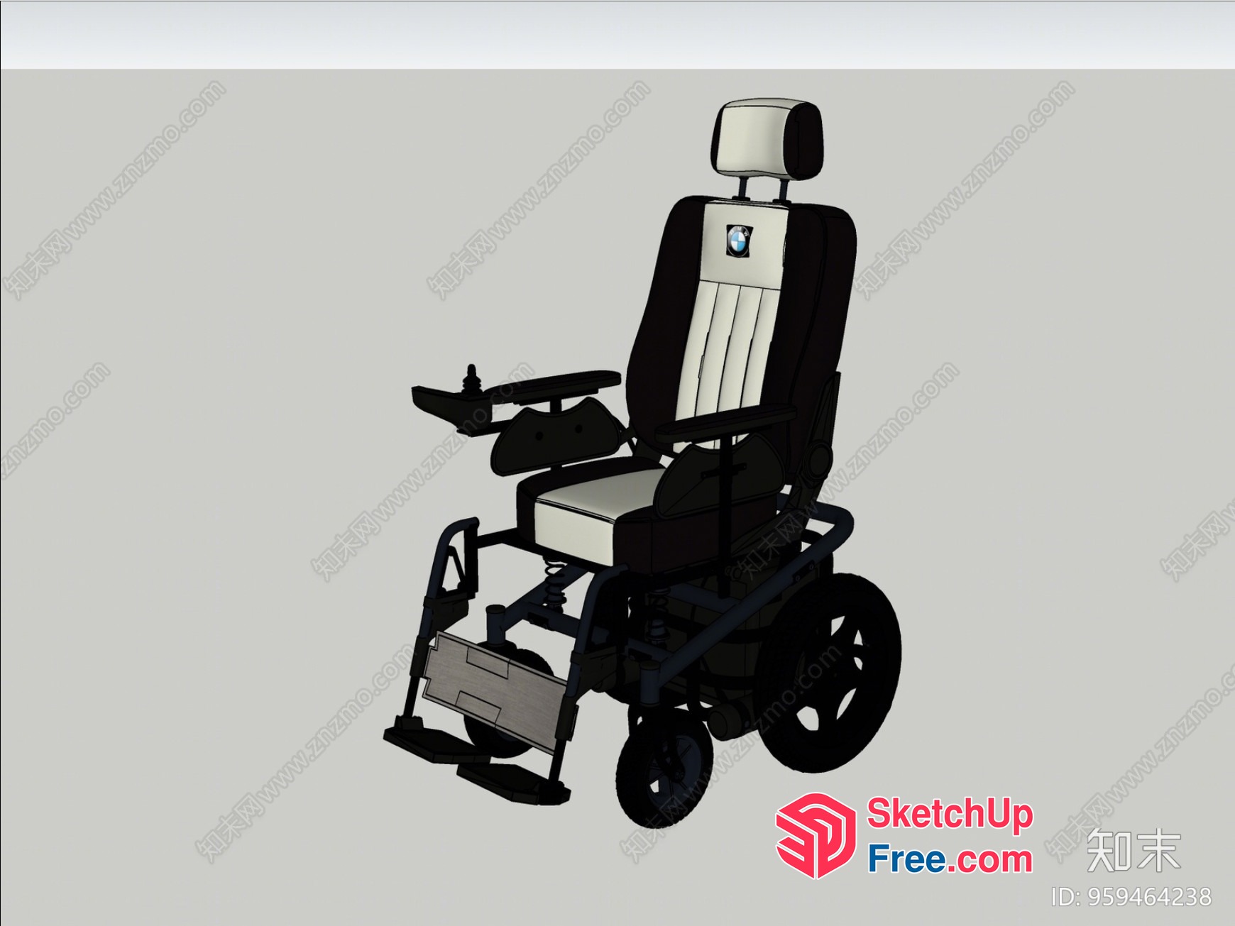 Modern Wheelchair With Comfortable Seat And Armrests 3D SketchUp File