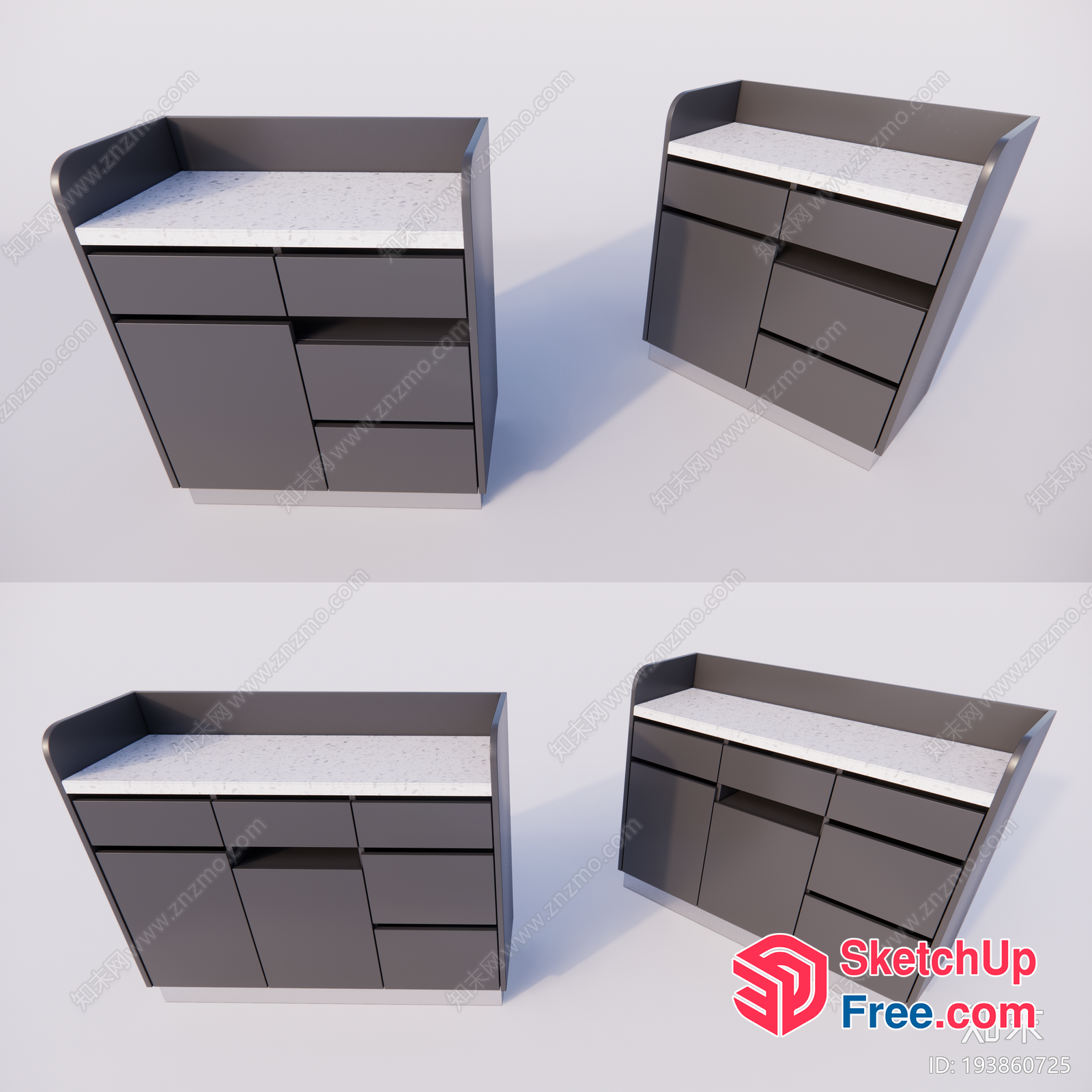 Modern Grey And White Cabinet Set 3D SketchUp File