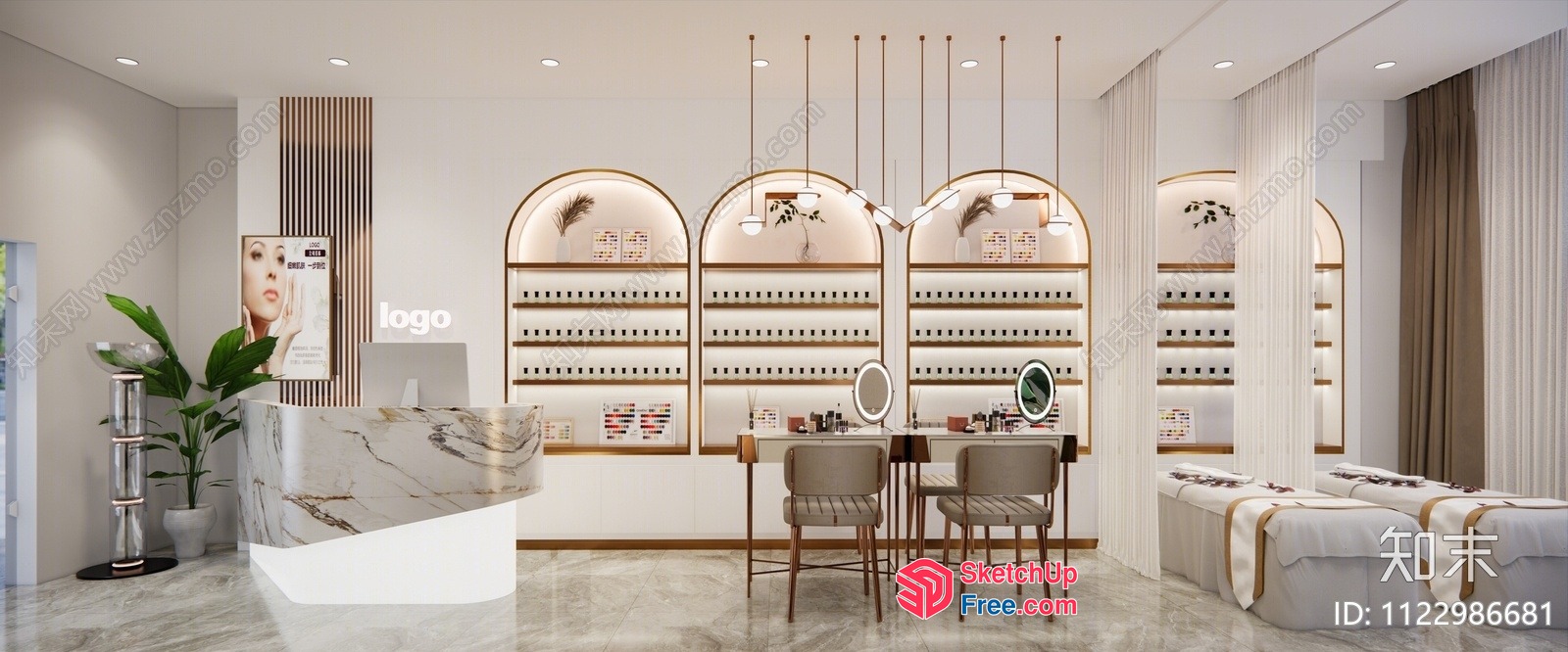 Elegant Modern Spa And Beauty Salon Interior 3D SketchUp File