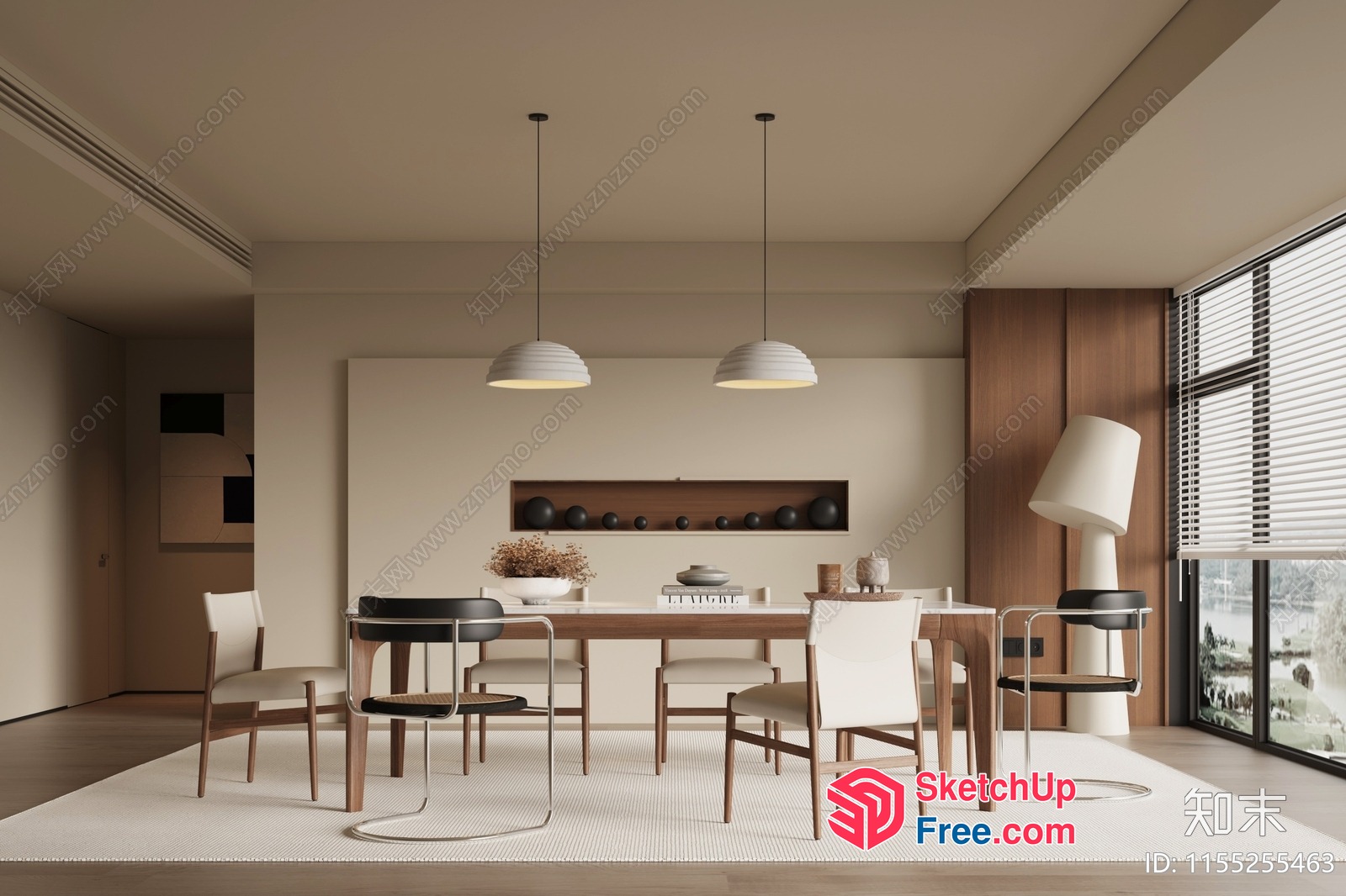 Modern Minimalist Dining Room Interior 3D SketchUp File