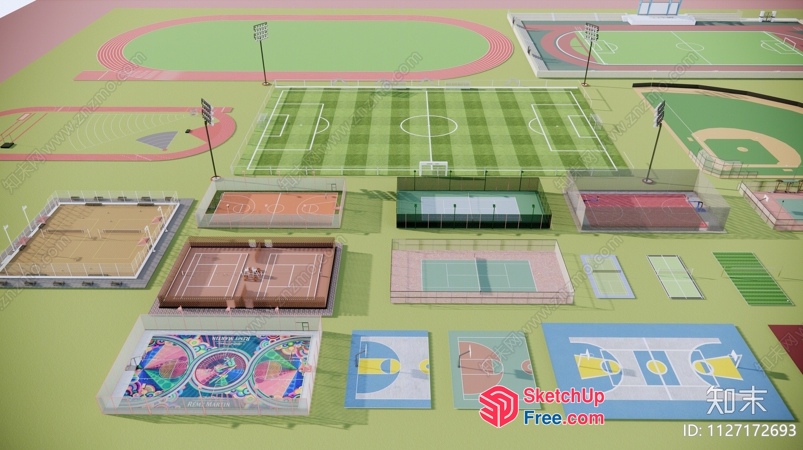 3D Model Of Various Sports Fields And Courts 3D SketchUp File