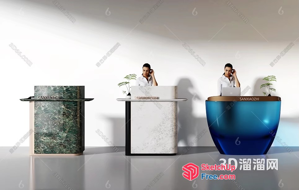 Reception Desk With Modern Design And Unique Features 3D SketchUp File