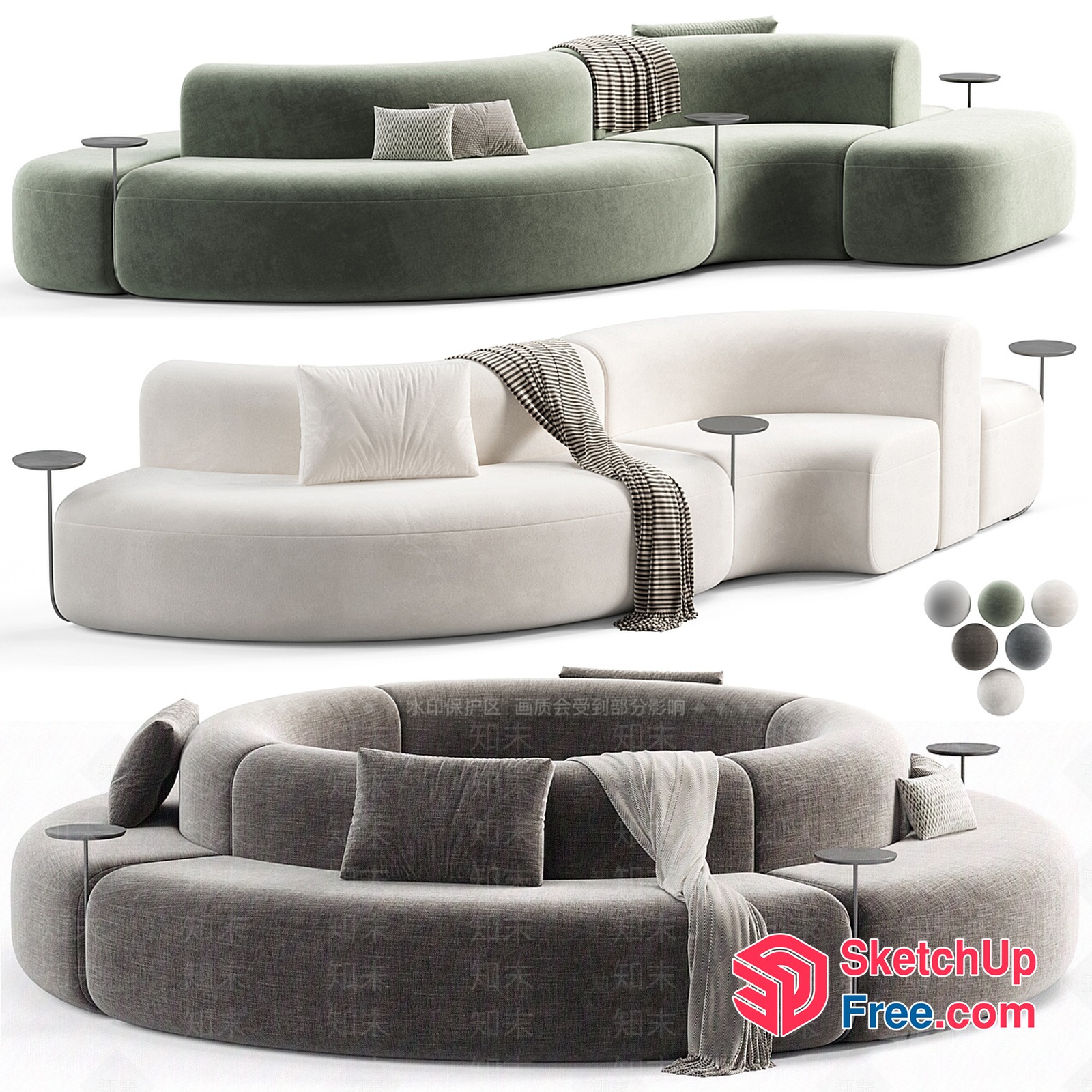 Modern, Stylish, Round Sofa Set 3D SketchUp File