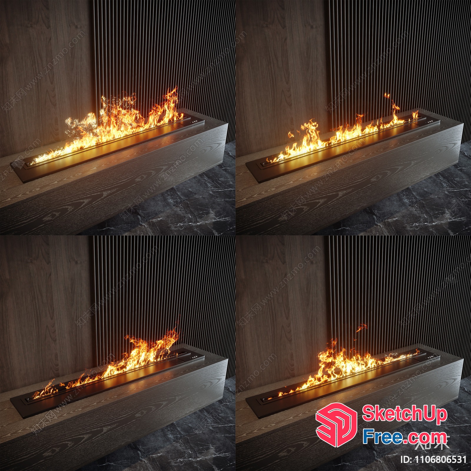 Modern Fireplace With Sleek Design And Warm Flames 3D SketchUp File