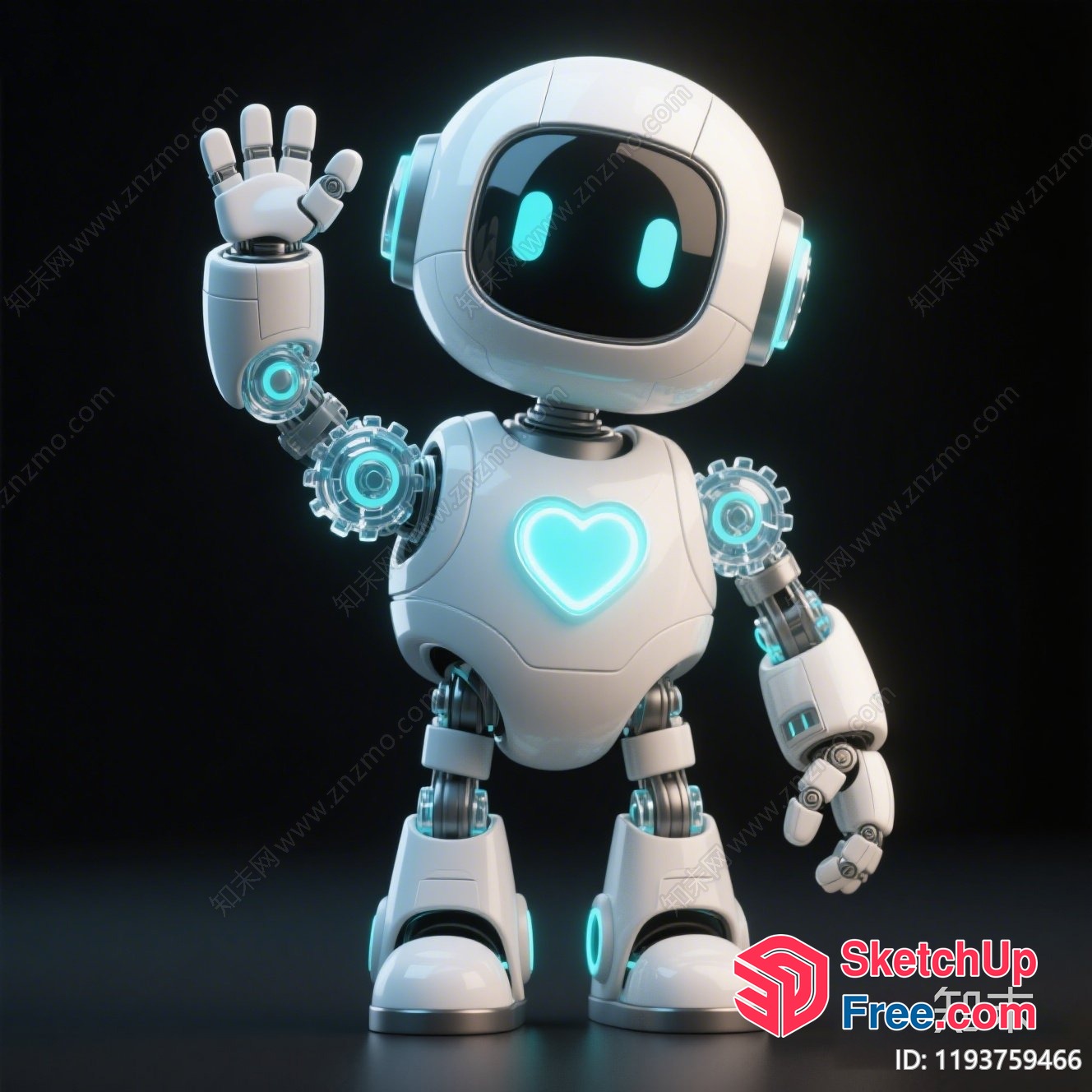 A Robot With A Heart-Shaped Light 3D SketchUp File