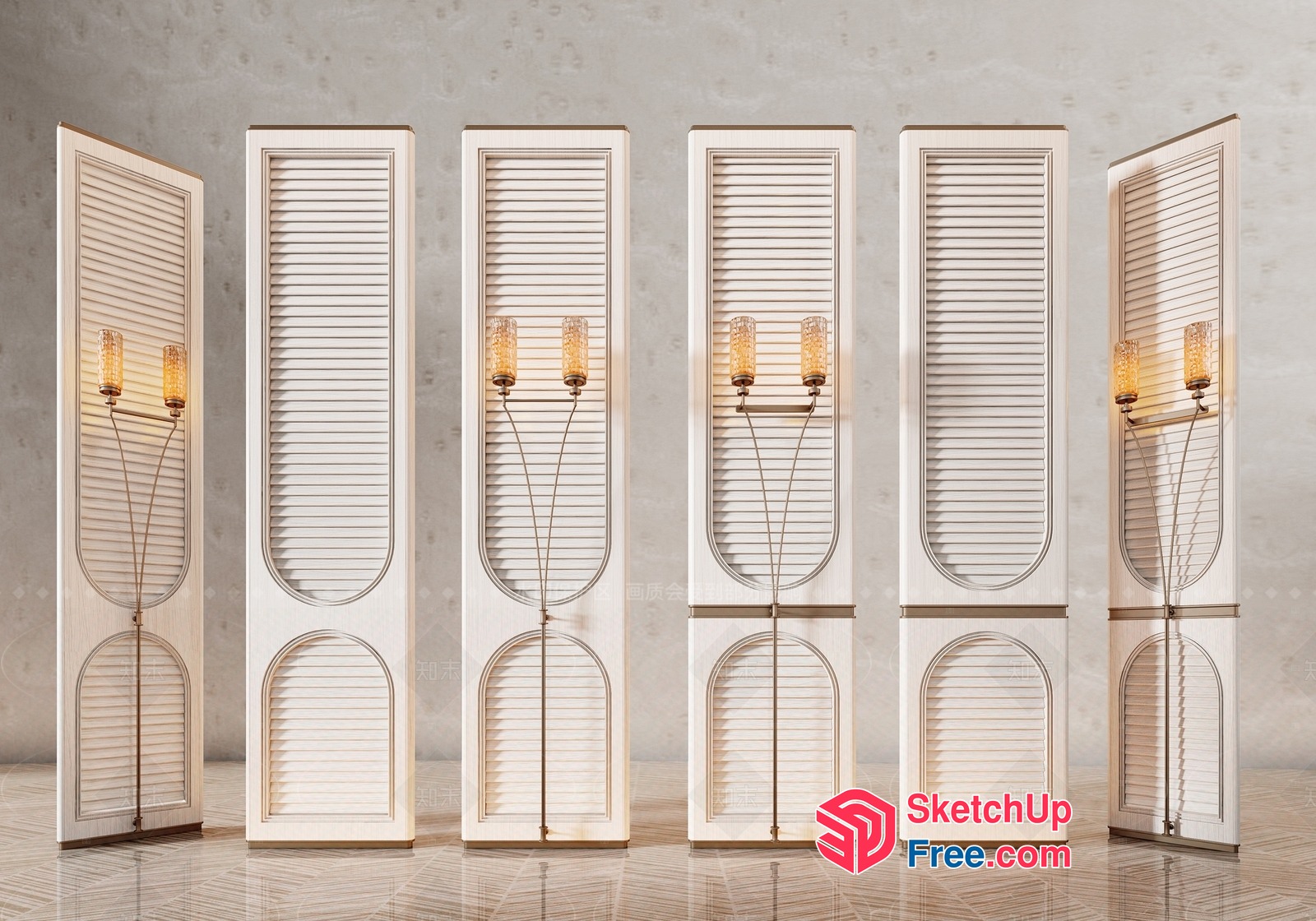Elegant Partition Screen With Glass Bricks And Lights 3D SketchUp File