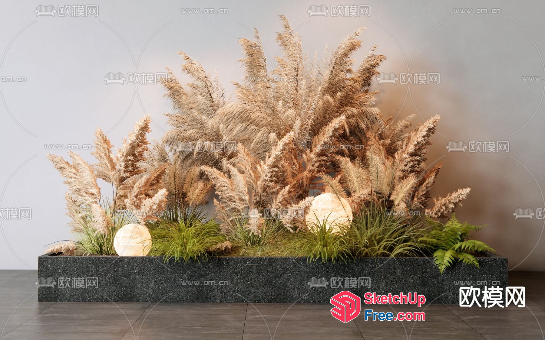 Decorative Potted Plants And Grasses 3D SketchUp File