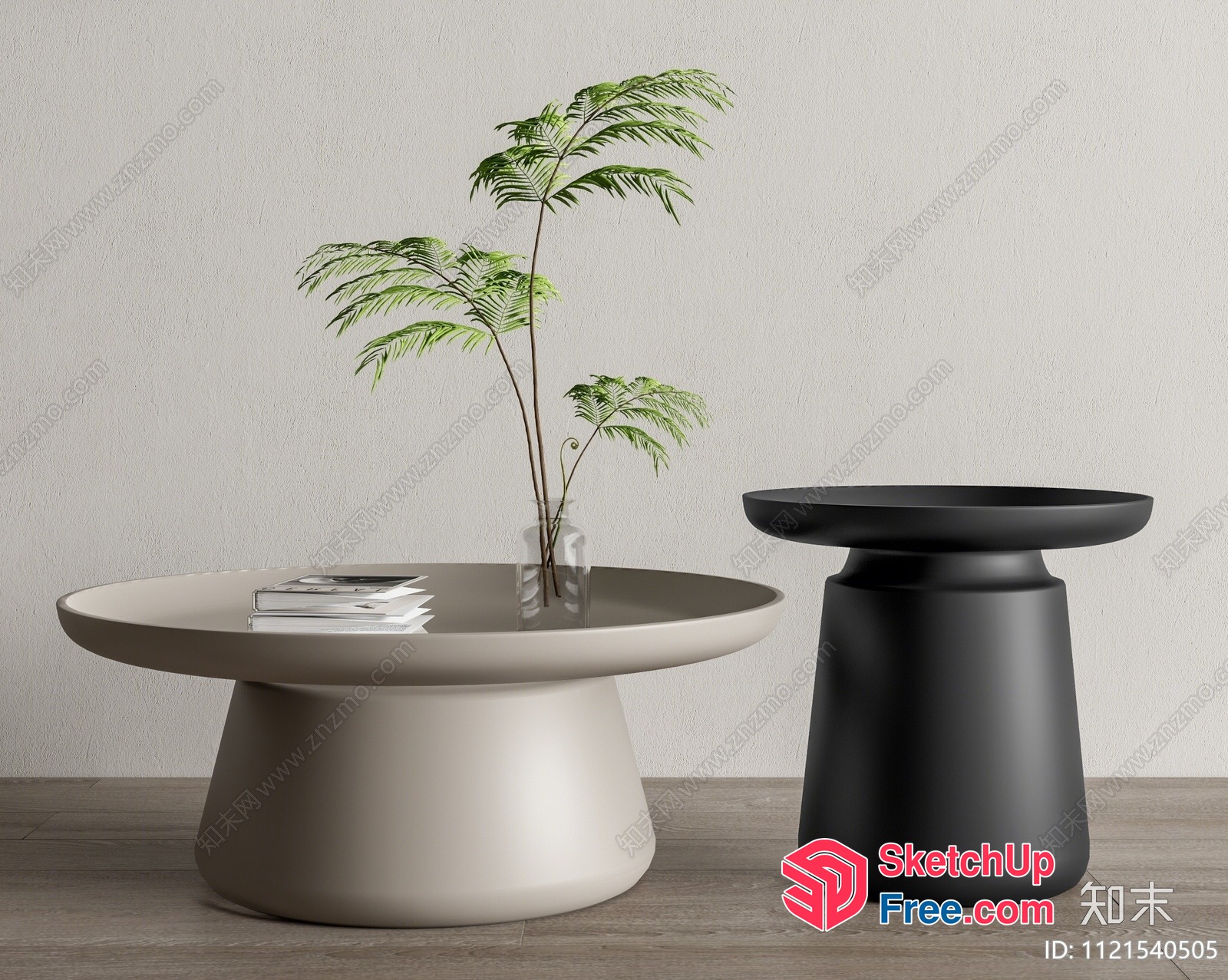 Modern Minimalist Coffee Table And Stool Set 3D SketchUp File