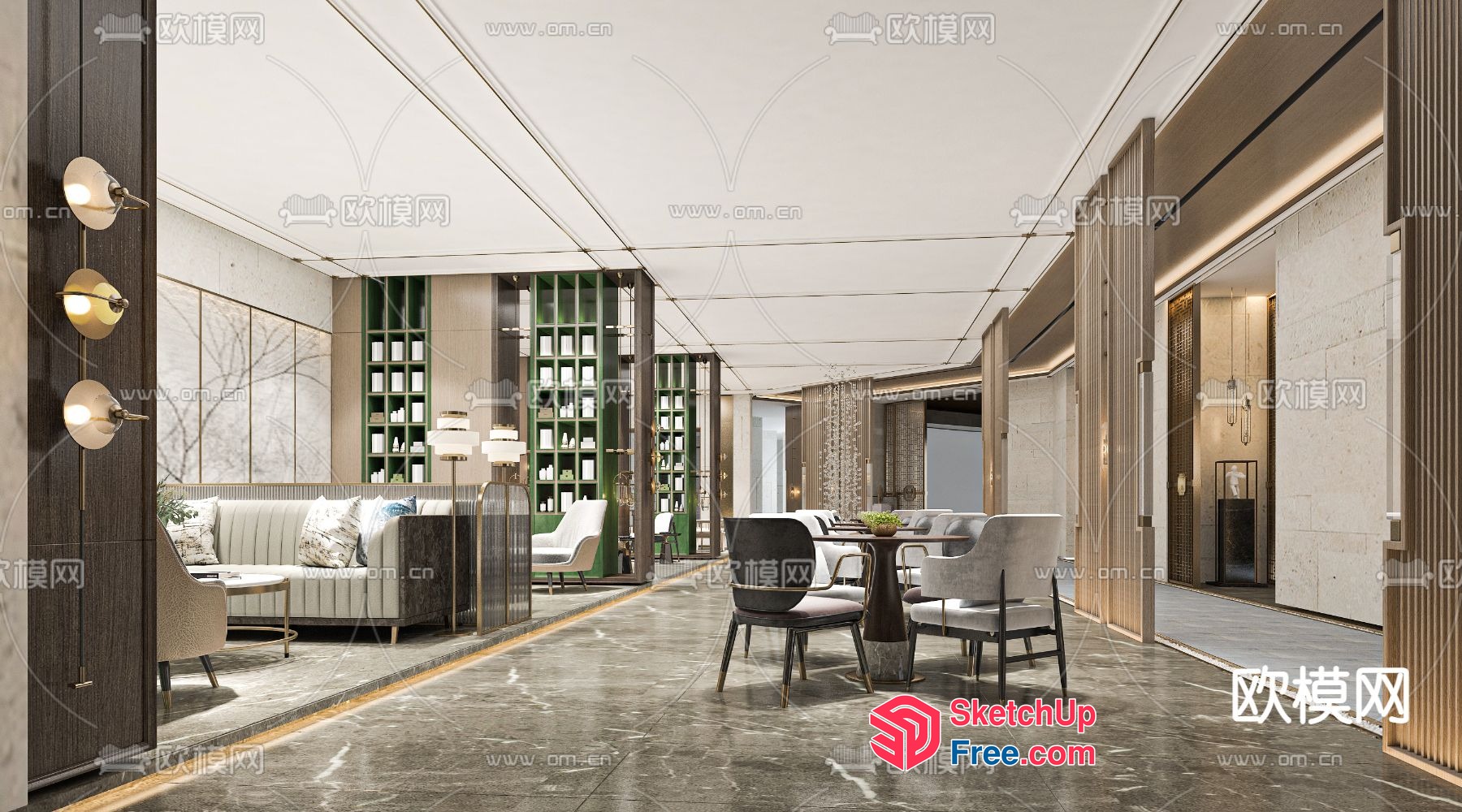 Modern Luxury Living Room With Marble Flooring 3D SketchUp File