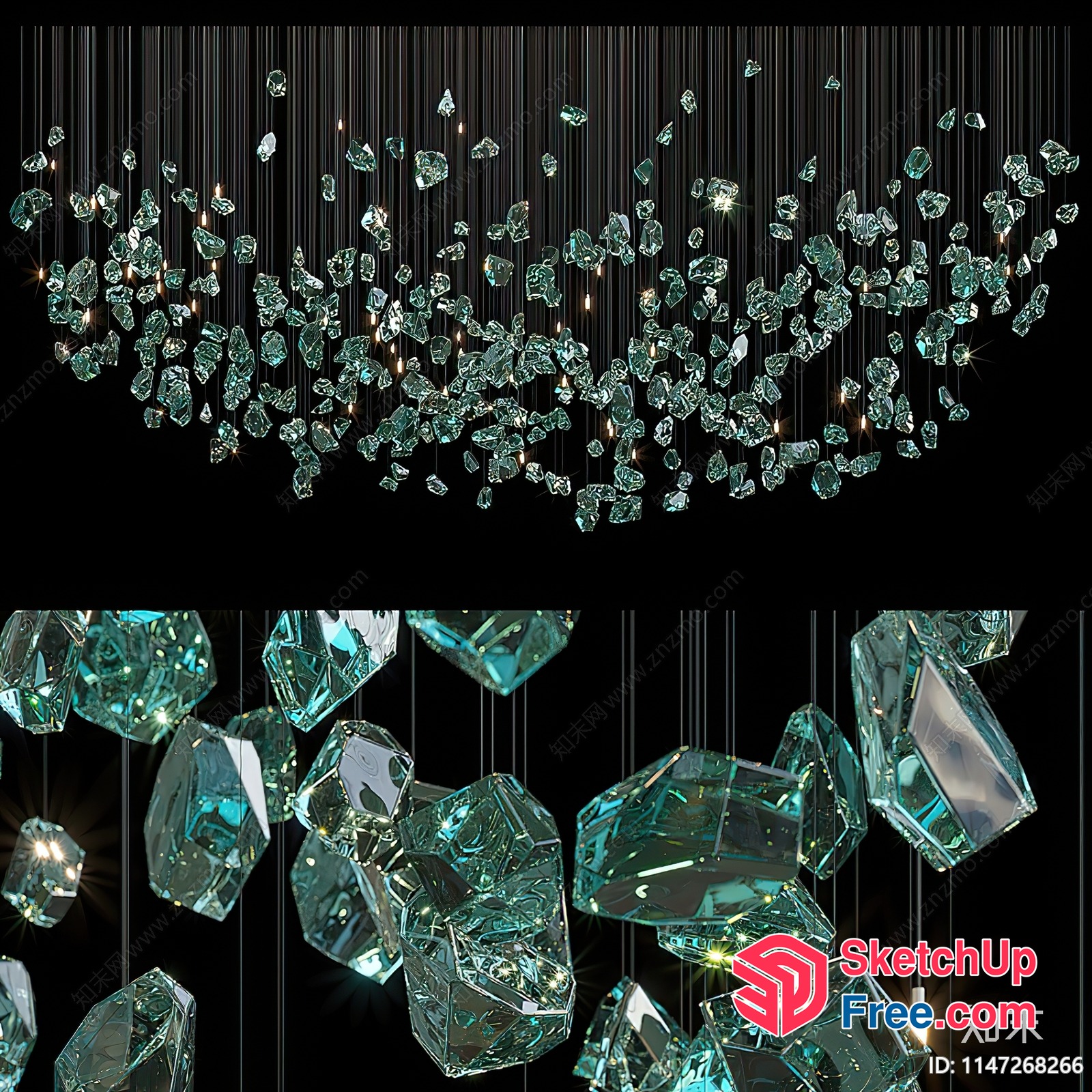 Sparkling Glass Crystal Chandelier 3D SketchUp File