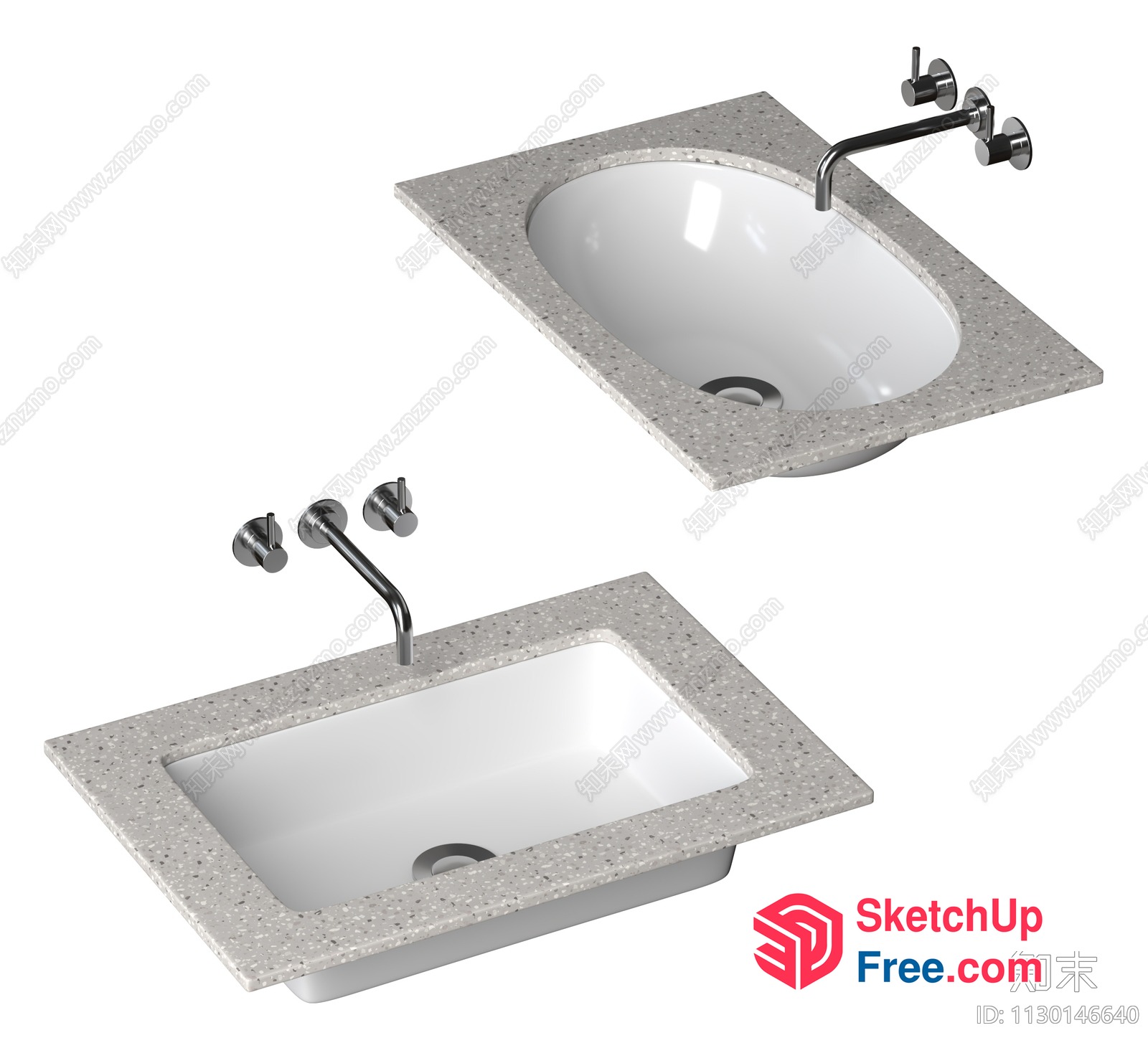 Two Sinks With Faucets And Countertops 3D SketchUp File