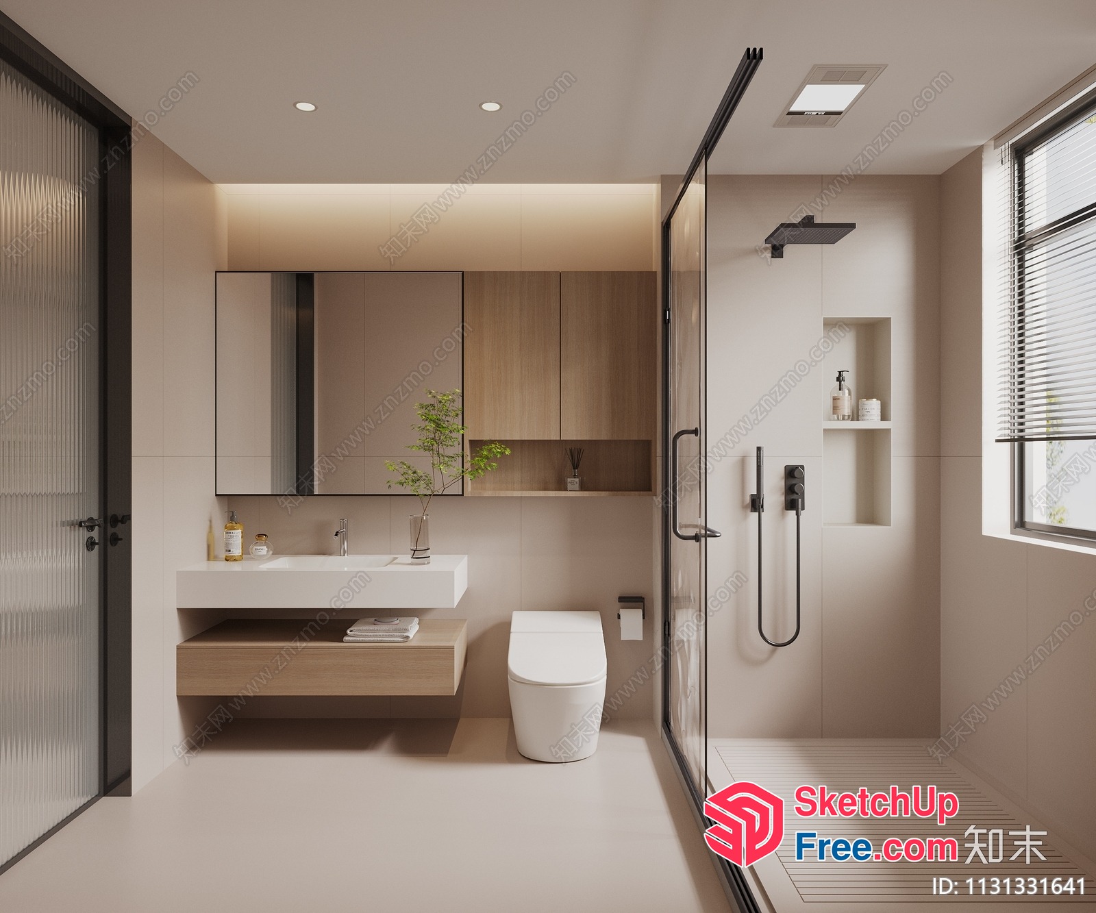 Modern Bathroom Interior With Neutral Color Scheme 3D SketchUp File