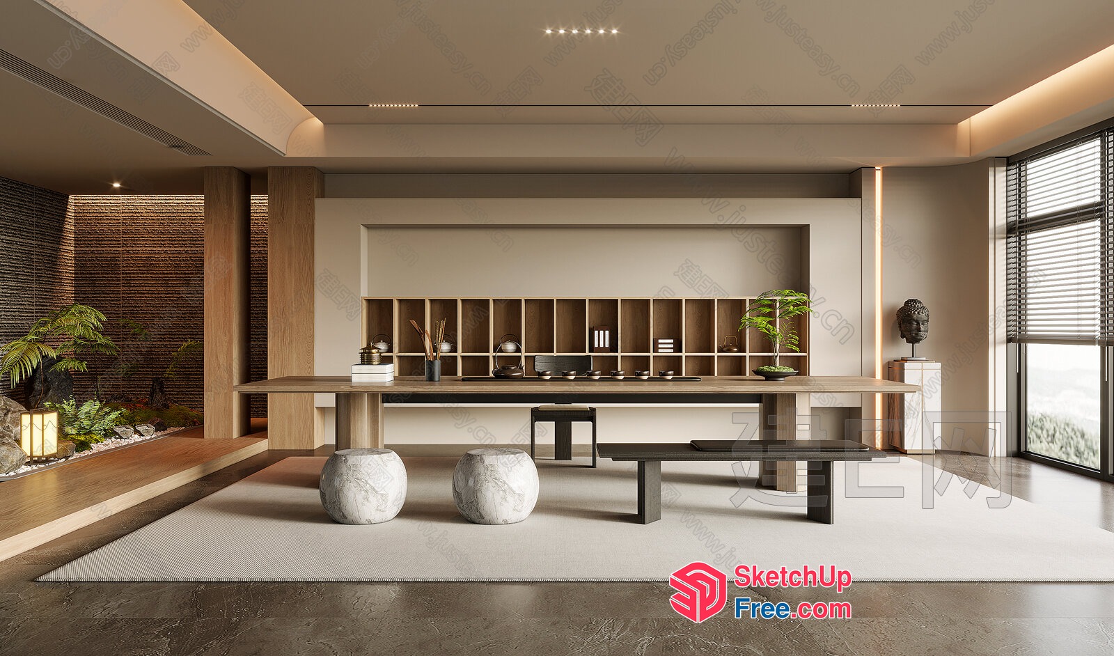 Modern Office Interior With Minimalist Style Furniture And Decor 3D SketchUp File