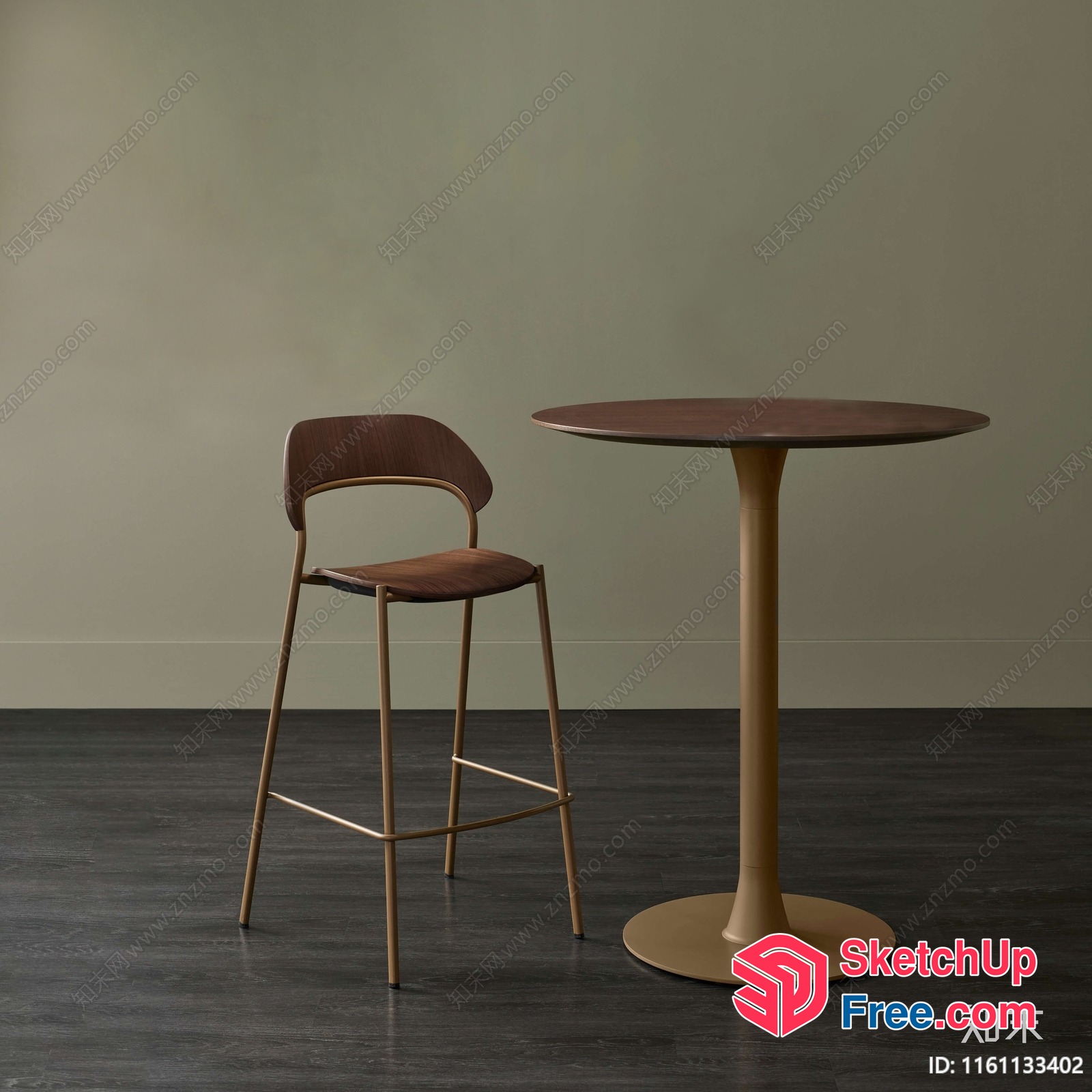 Modern Minimalist Bar Stool And Table Set 3D SketchUp File