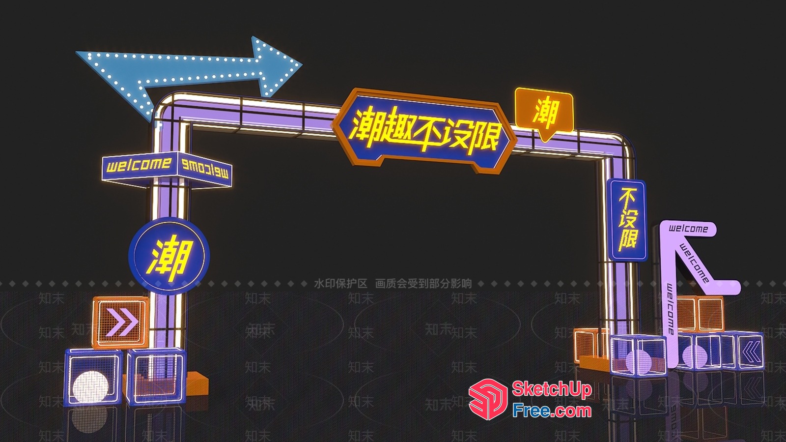 Colorful Welcome Signage 3D SketchUp File