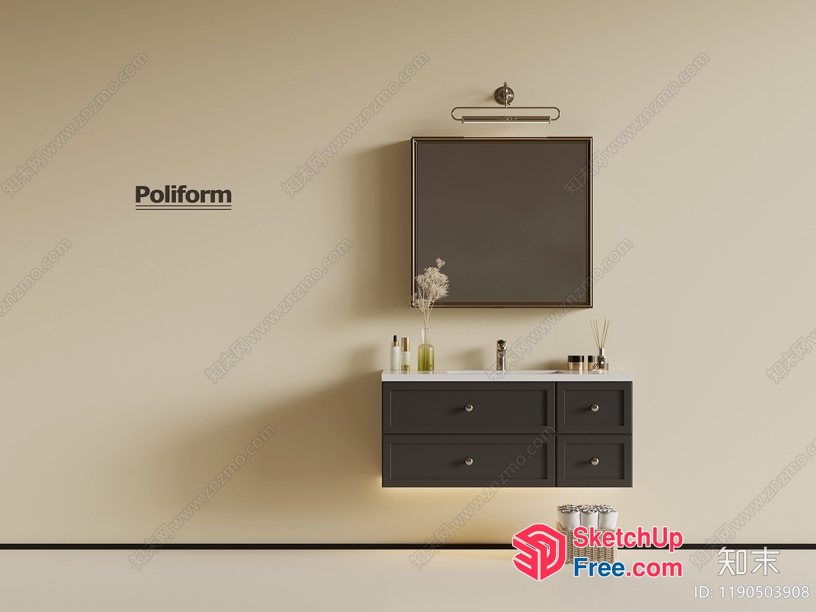 Poliform Vanity Sink And Mirror 3D SketchUp File