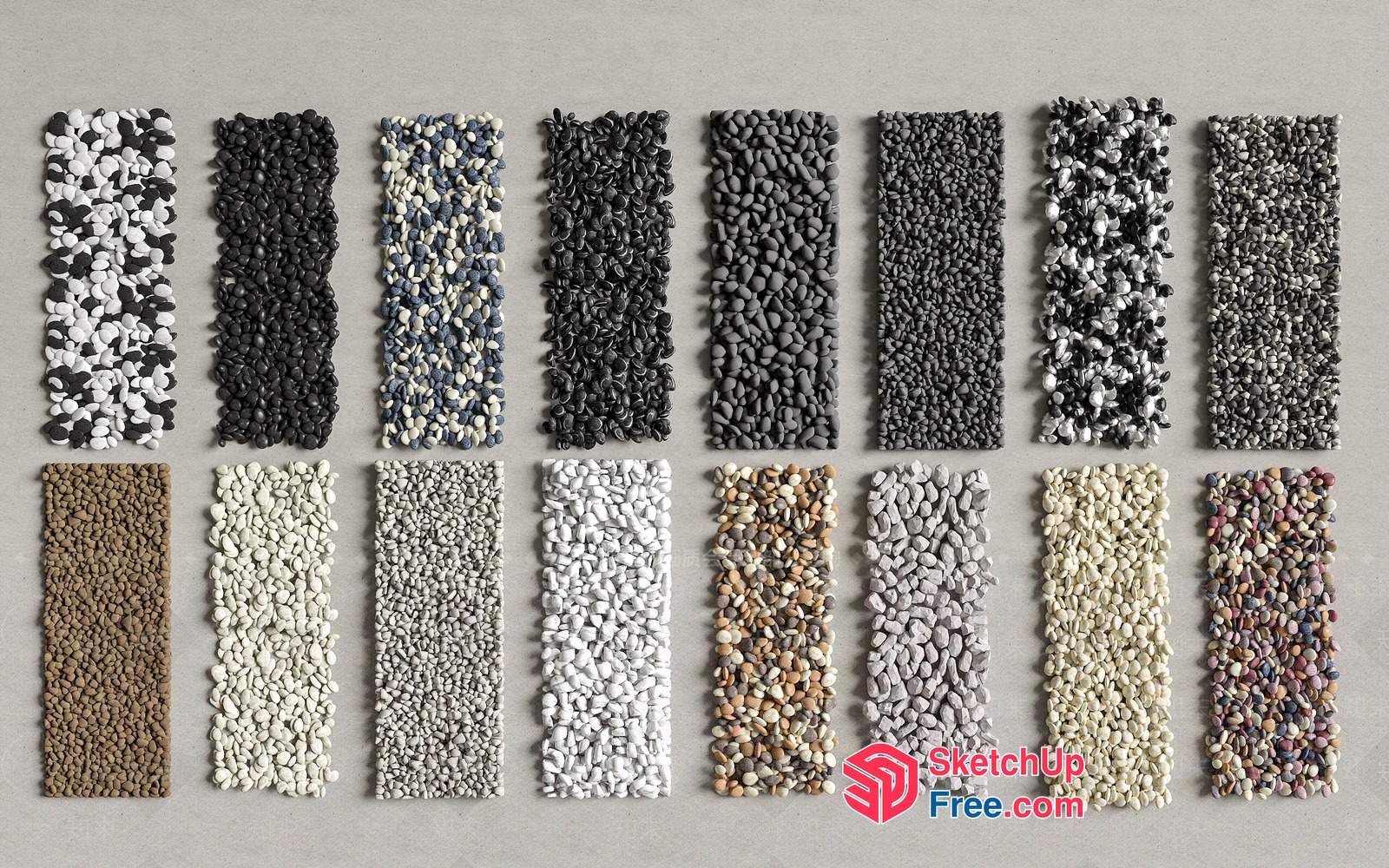 Pebble Arrangements For Various Interior Design Styles 3D SketchUp File