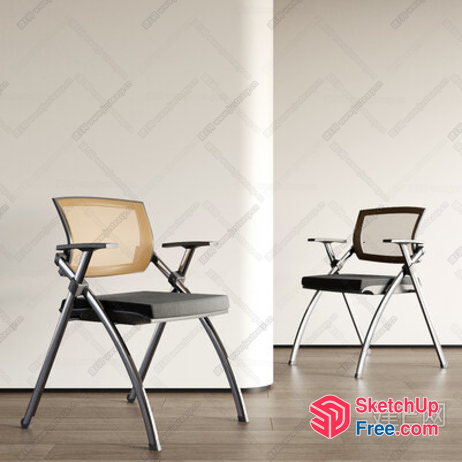 Modern Office Chair With Adjustable Armrests And Backrest 3D SketchUp File