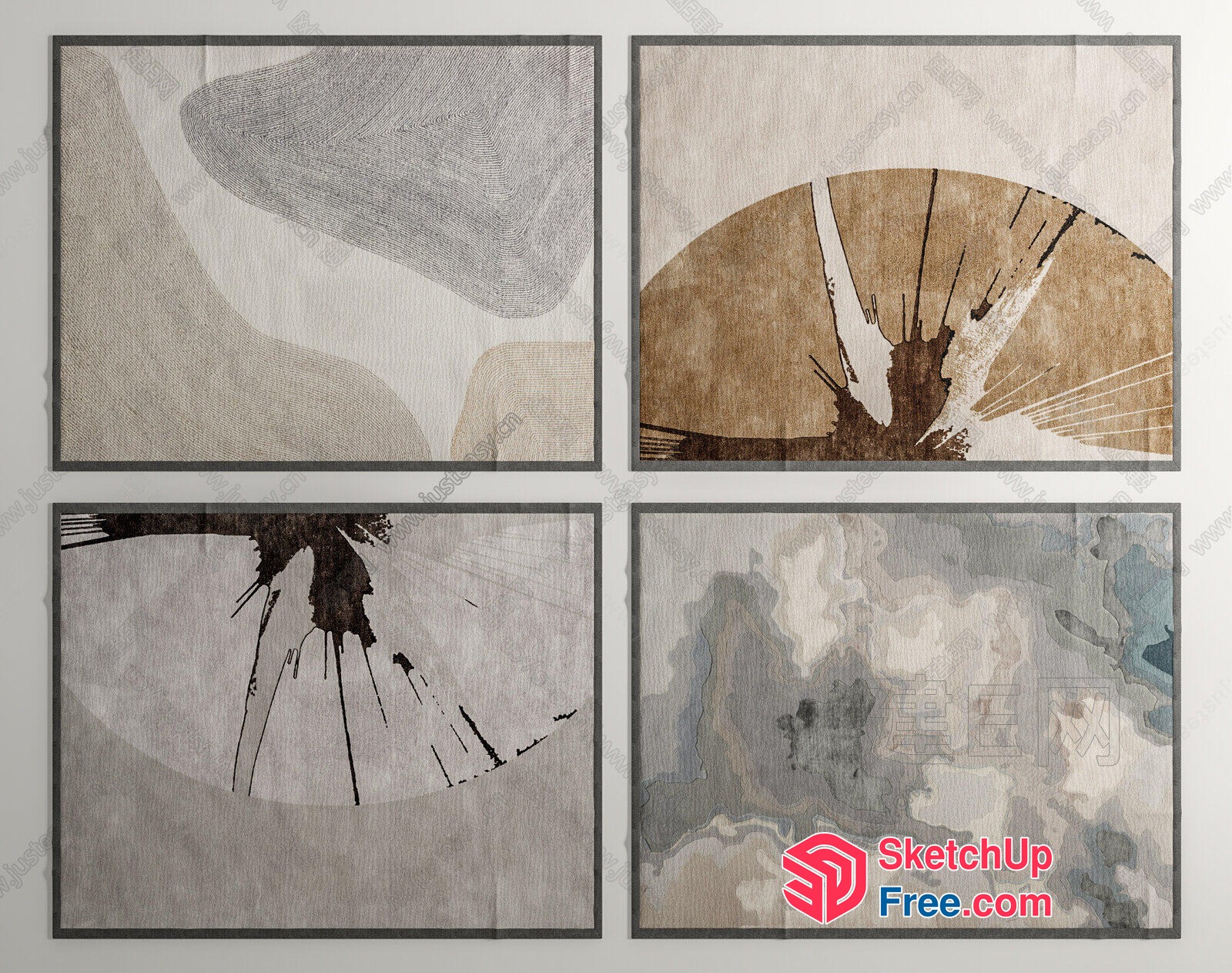 Japanese-Style Abstract Artwork Collection 3D SketchUp File