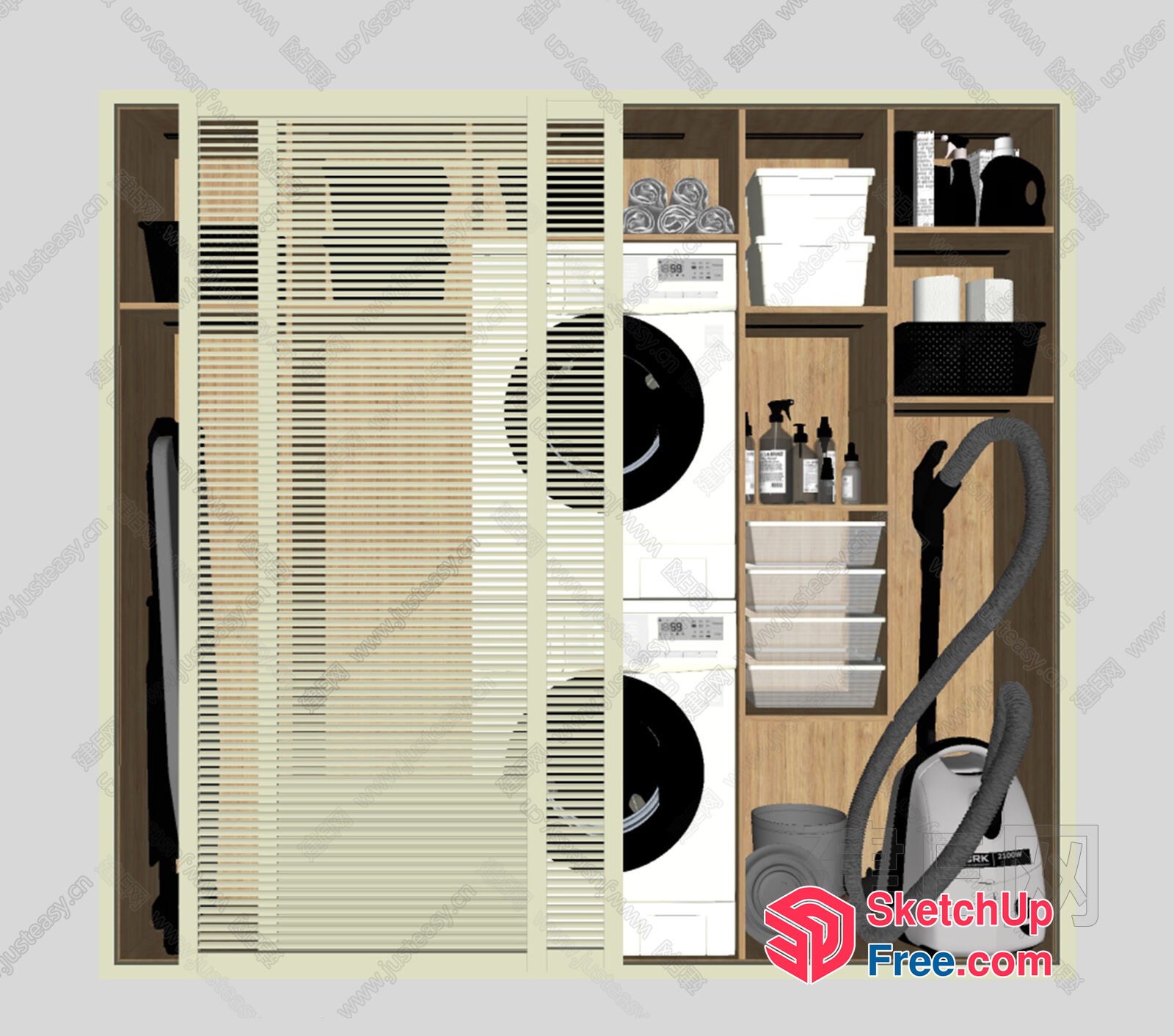 Laundry Room Interior With Washing Machines And Storage 3D SketchUp File