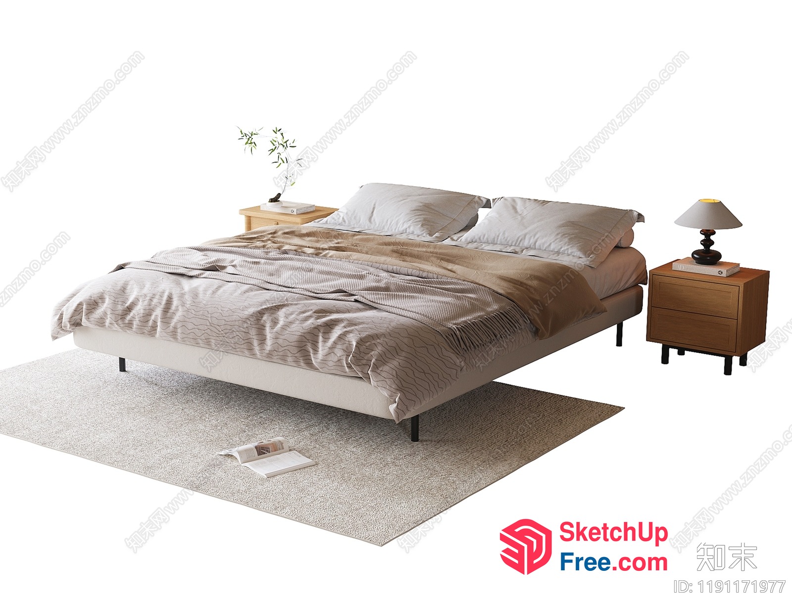 Minimalist Style Bedroom With Neutral Color Scheme 3D SketchUp File