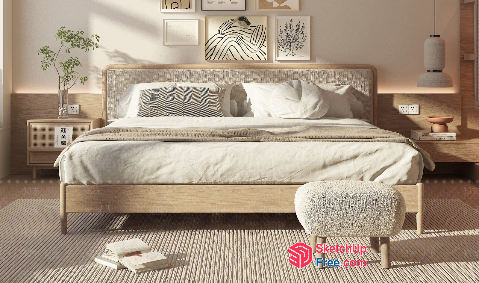 Minimalist Japanese Style Bedroom Interior 3D SketchUp File