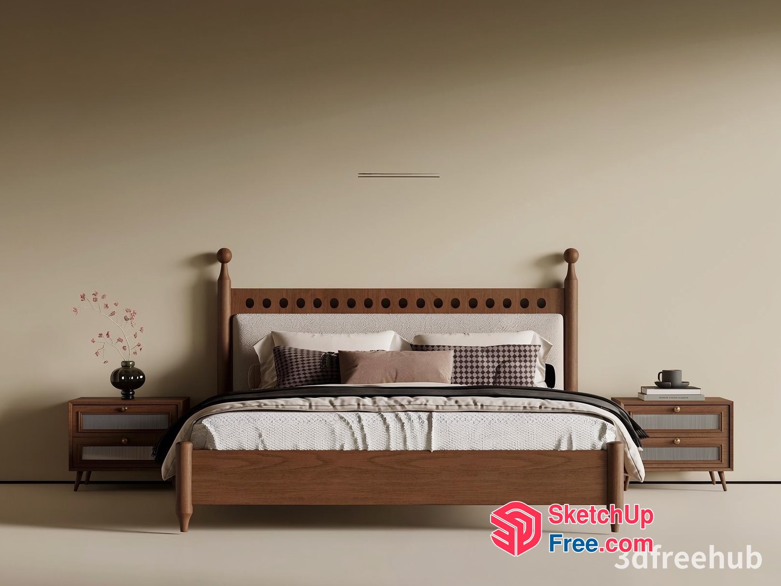 Elegant Mid-Century Modern Bedroom Furniture 3D SketchUp File