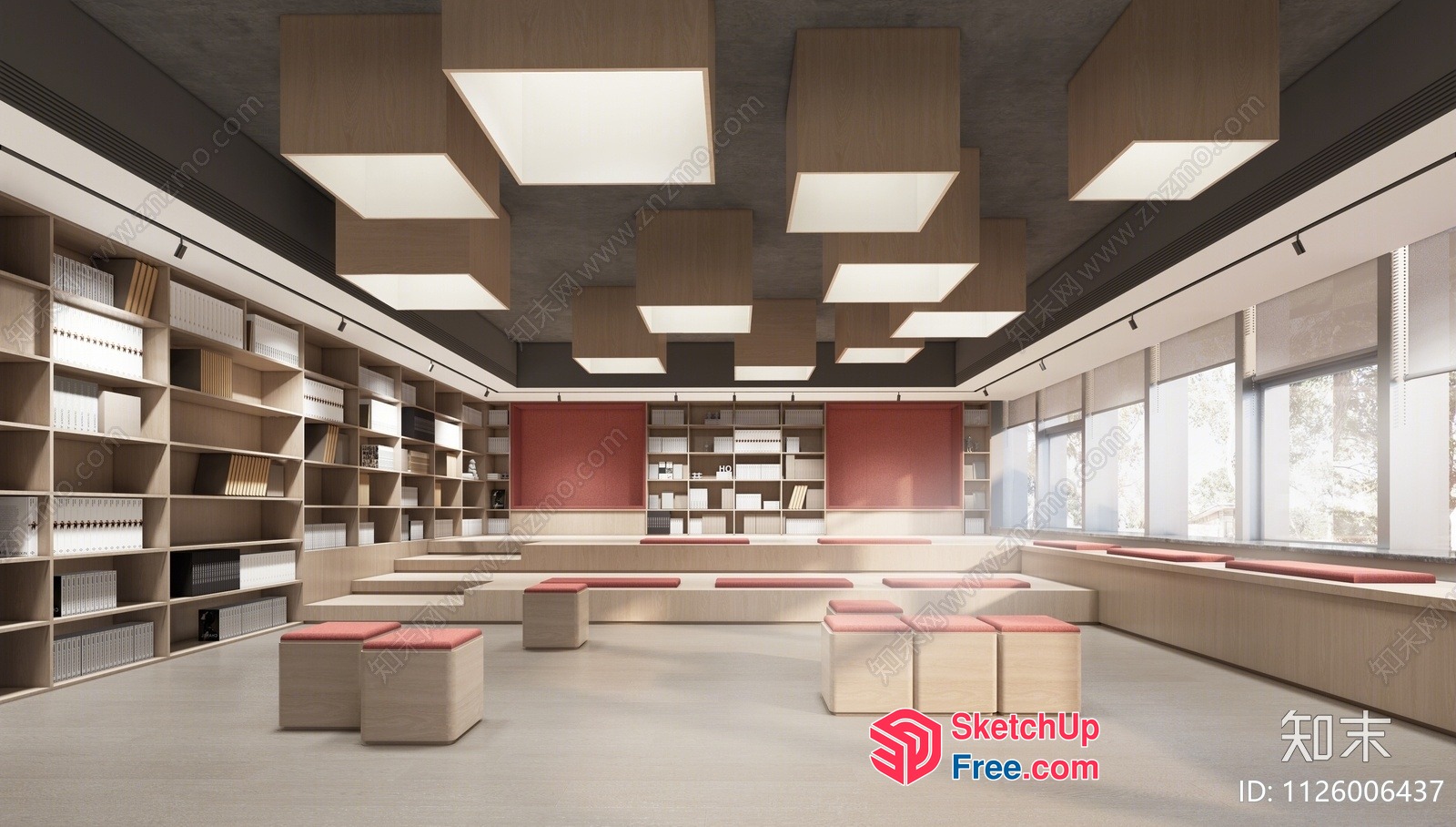 Modern Minimalist Library Interior Design 3D SketchUp File
