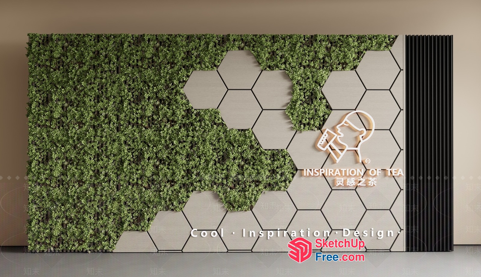 Modern Green Wall Design 3D SketchUp File