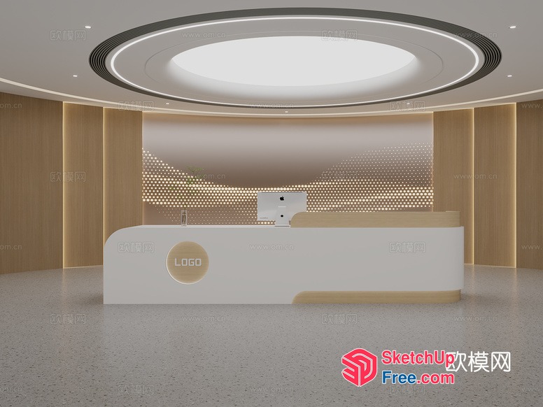Modern Reception Desk In A Sleek Office Space 3D SketchUp File