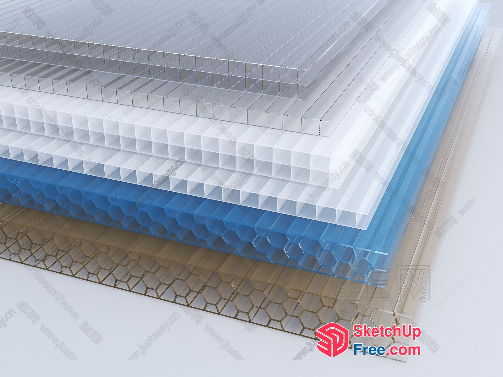 Layered Glass Brick Wall 3D SketchUp File