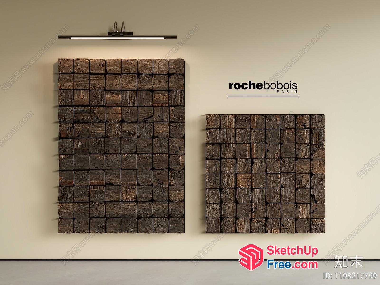 Wooden Wall Decorations With Unique Lighting 3D SketchUp File