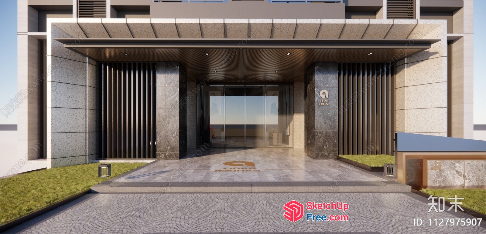 Entrance To A Modern Office Building 3D SketchUp File