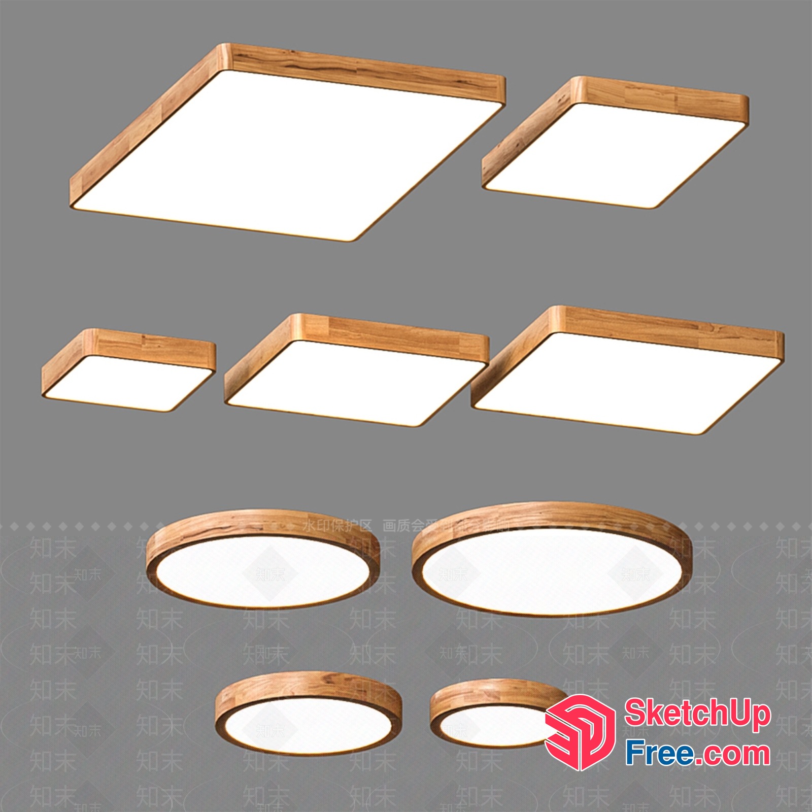 Modern Wooden Ceiling Light Fixtures 3D SketchUp File
